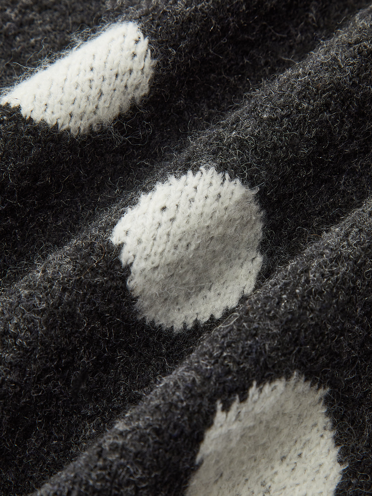 Leg-Of-Mutton Sleeve Polka Dot Wool Blend Sweater-Chicvia