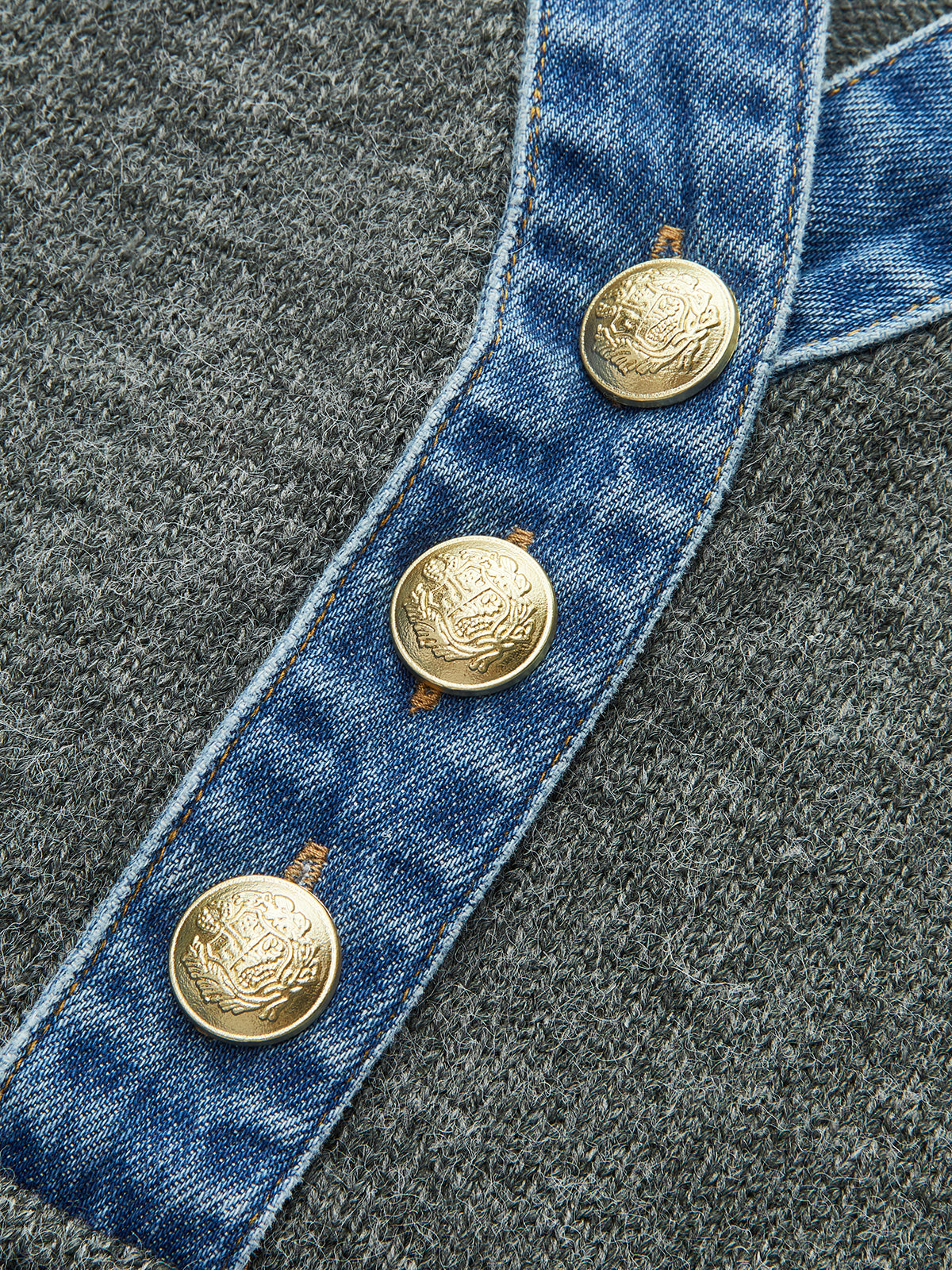 Denim Collar Knit Top-Chicvia