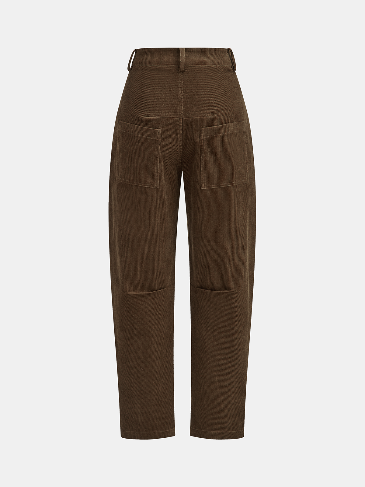Corduroy Mid-Waist Curved-Leg Pants-Chicvia