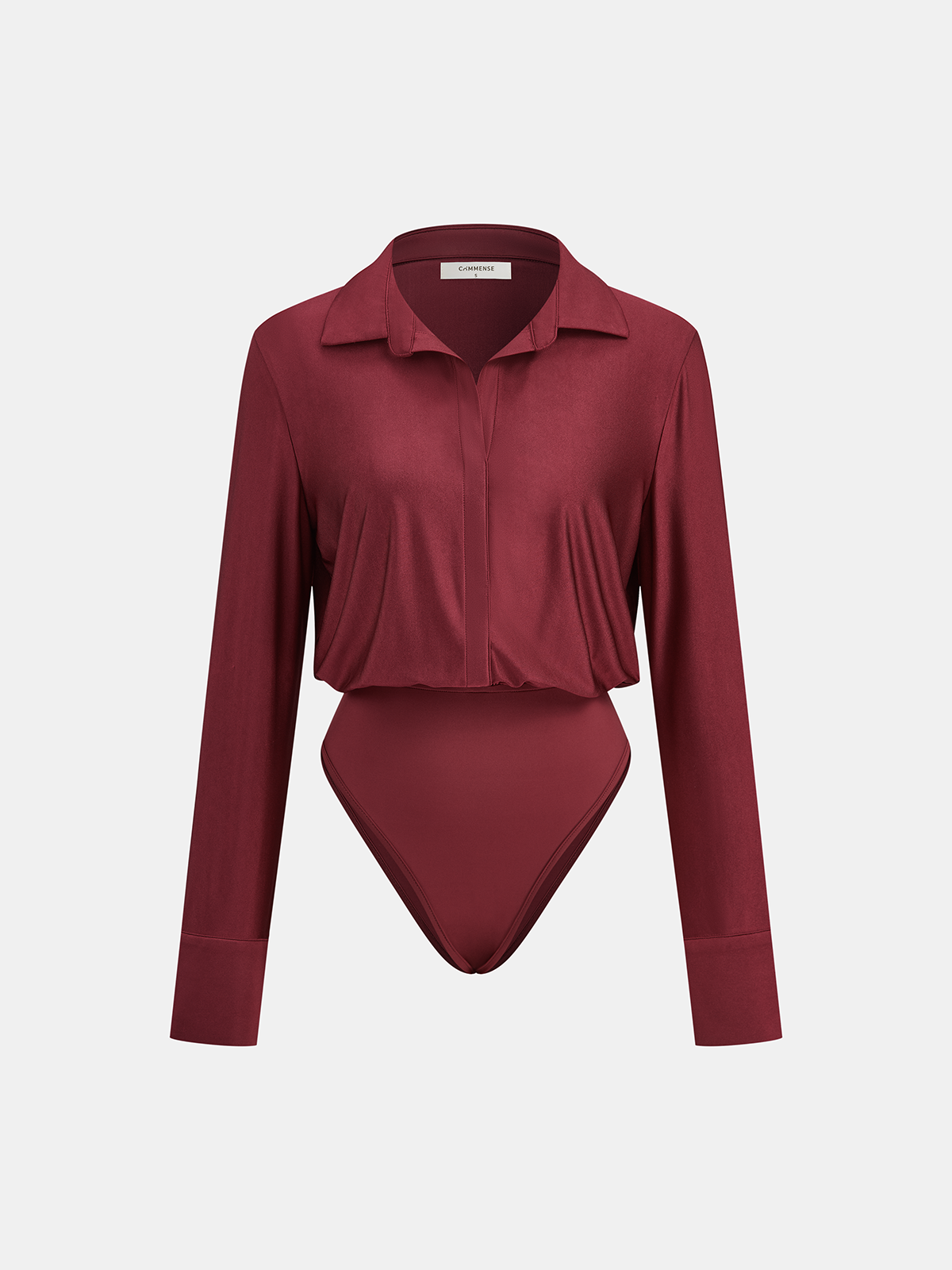 Collared Long Sleeve Bodysuit-Chicvia