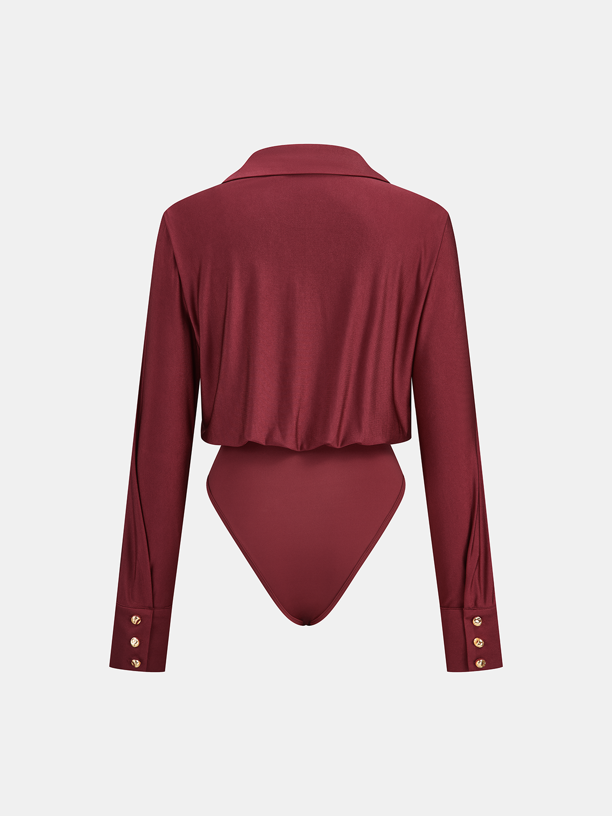 Collared Long Sleeve Bodysuit-Chicvia