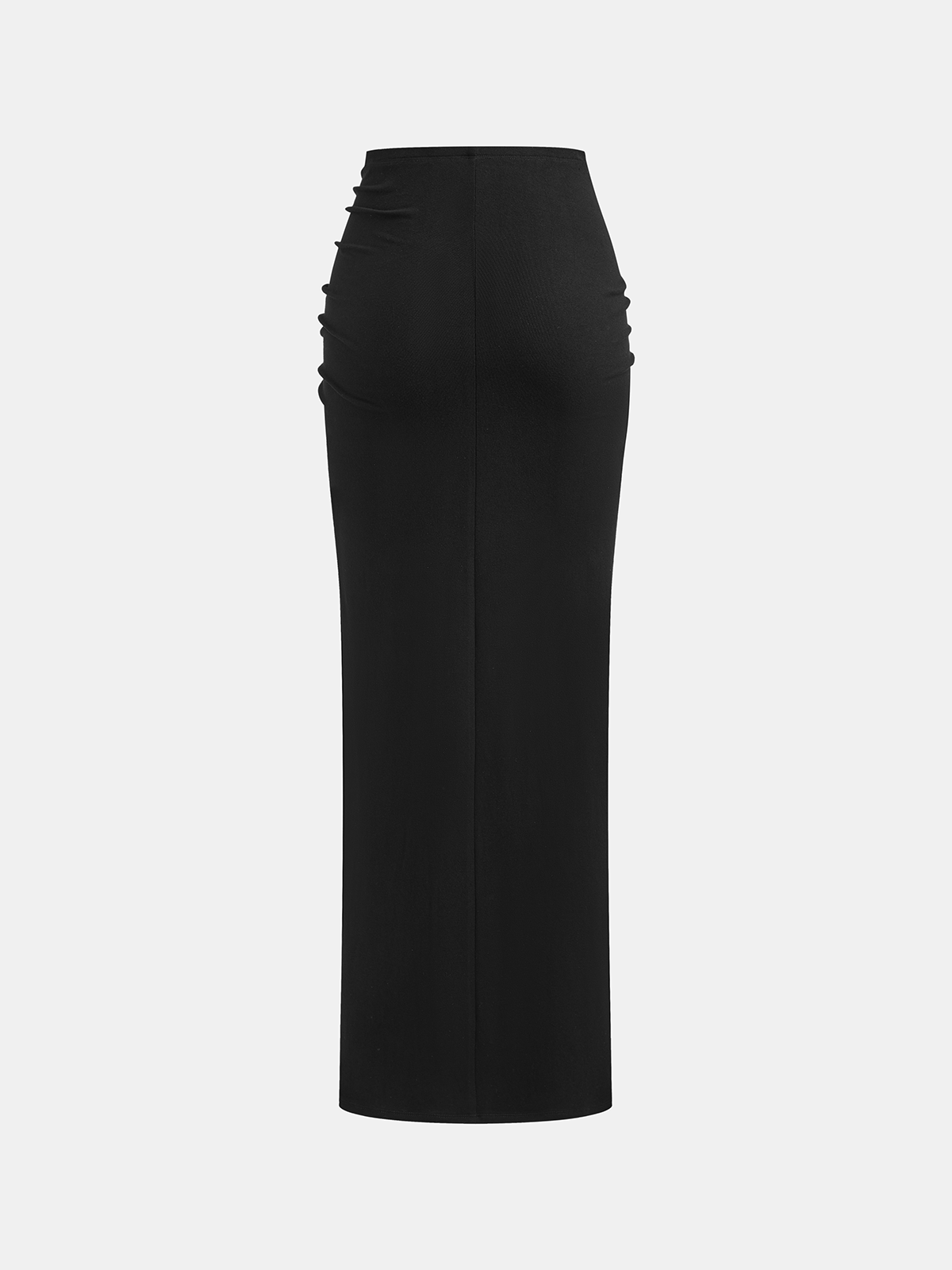 High Slit Belted Ruched Maxi Skirt-Chicvia