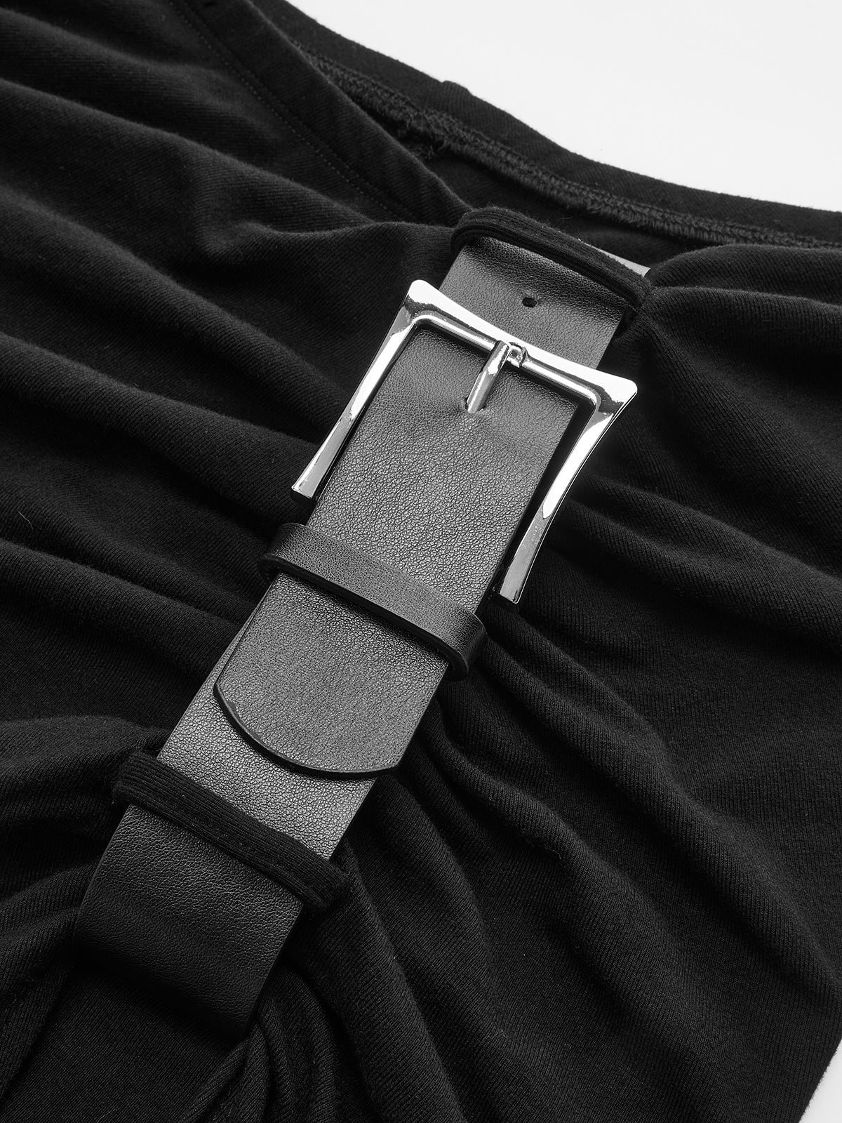 High Slit Belted Ruched Maxi Skirt-Chicvia