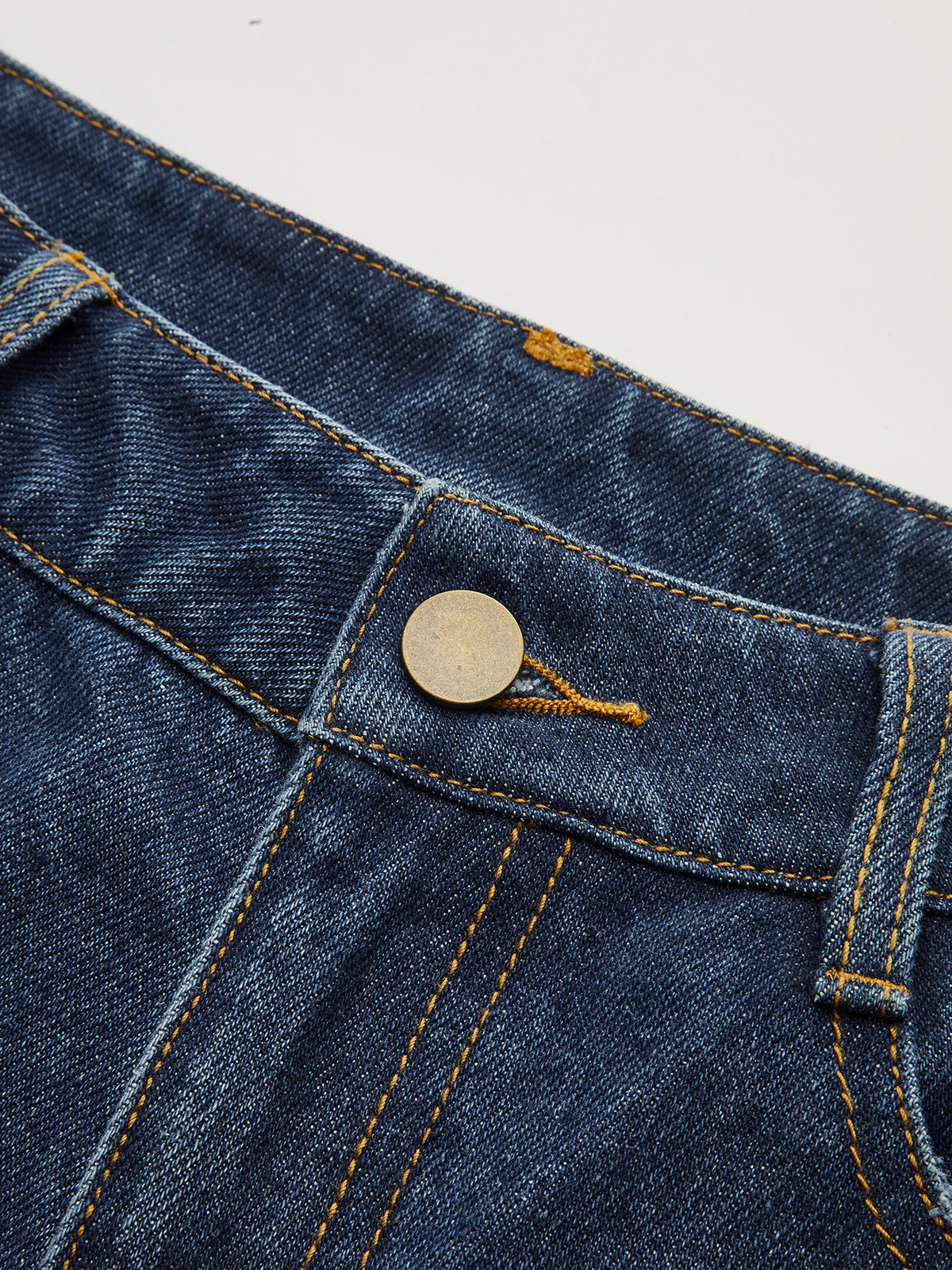 Mid-Waisted Denim Curved-Leg Pants-Chicvia