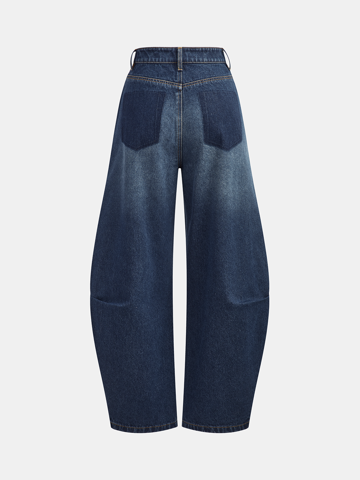 Mid-Waisted Denim Curved-Leg Pants-Chicvia