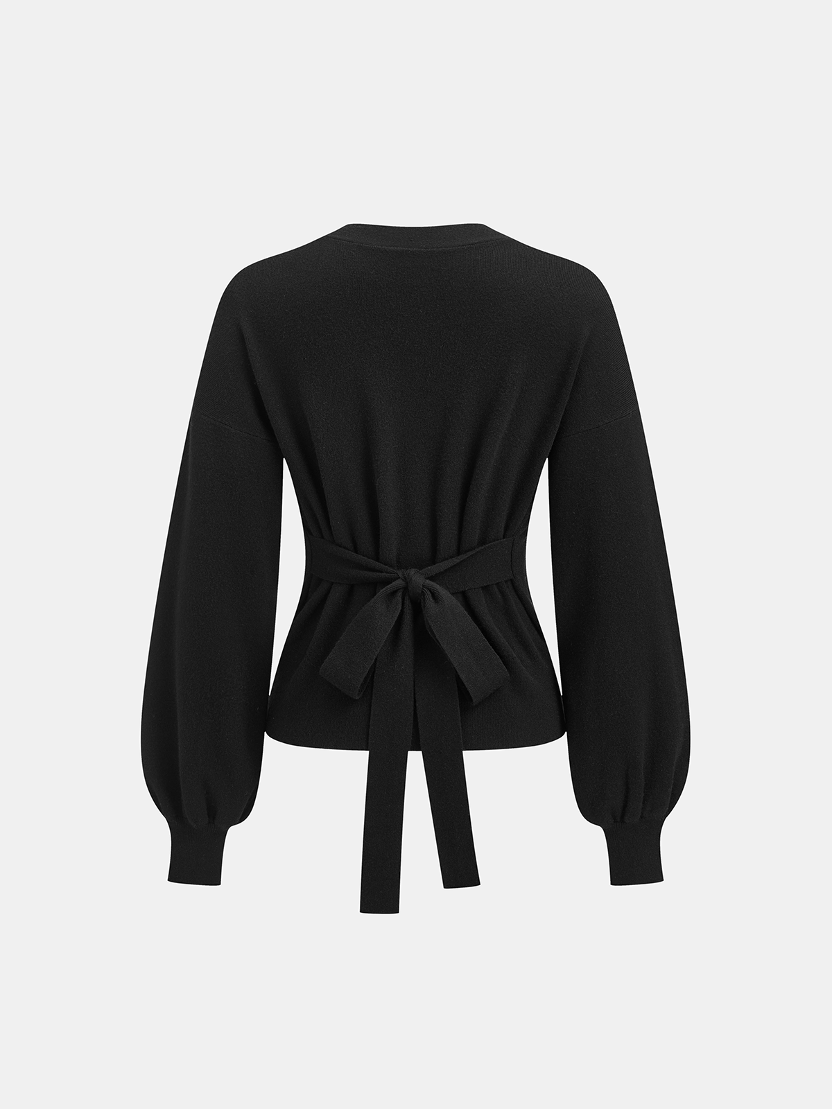 Metal Sun Button Tie-Back Cardigan-Chicvia