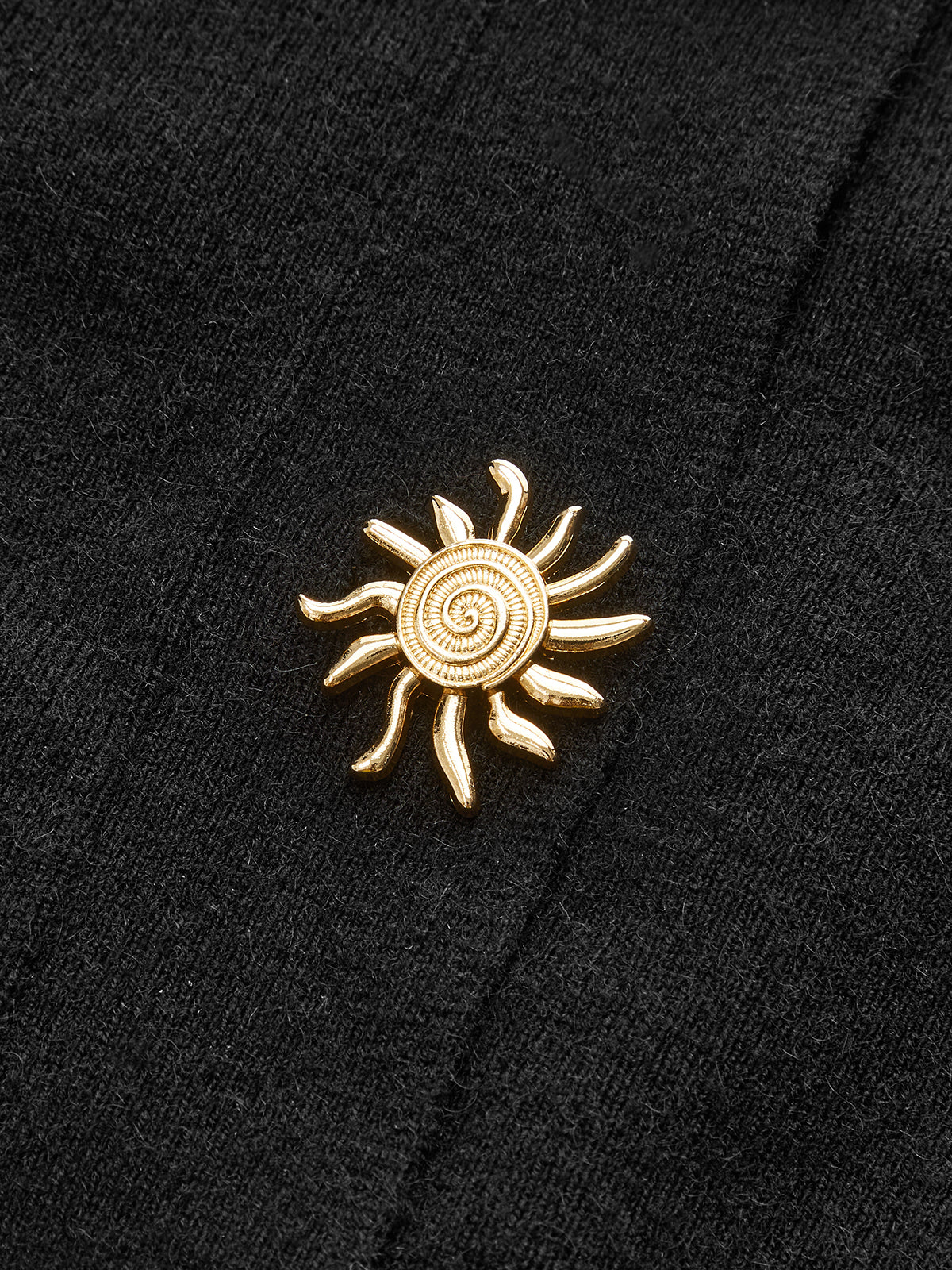 Metal Sun Button Tie-Back Cardigan-Chicvia