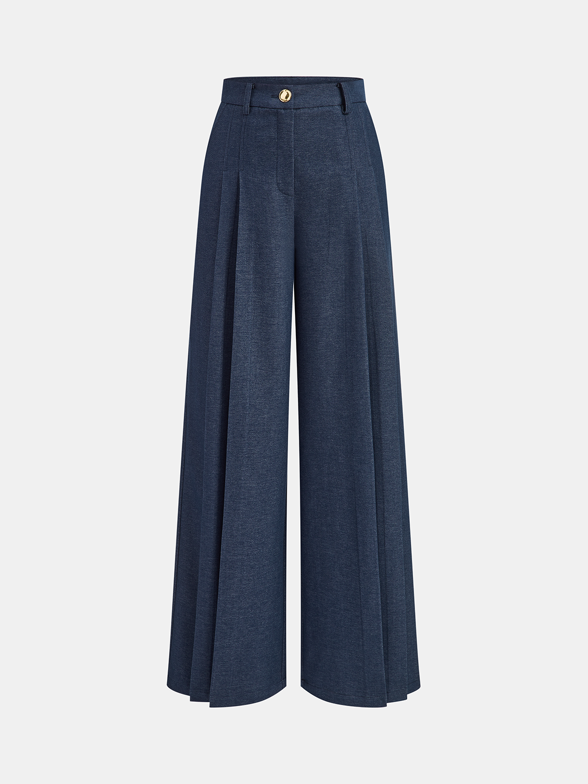 Mid-Waisted Pleated Wide-Leg Pants-Chicvia