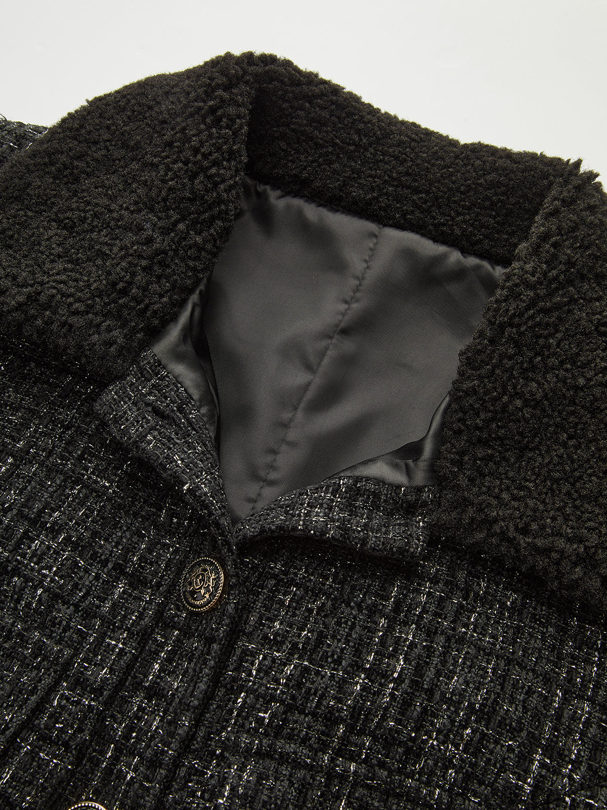 Faux Fur Collar Tweed Belted Mini Dress-Chicvia