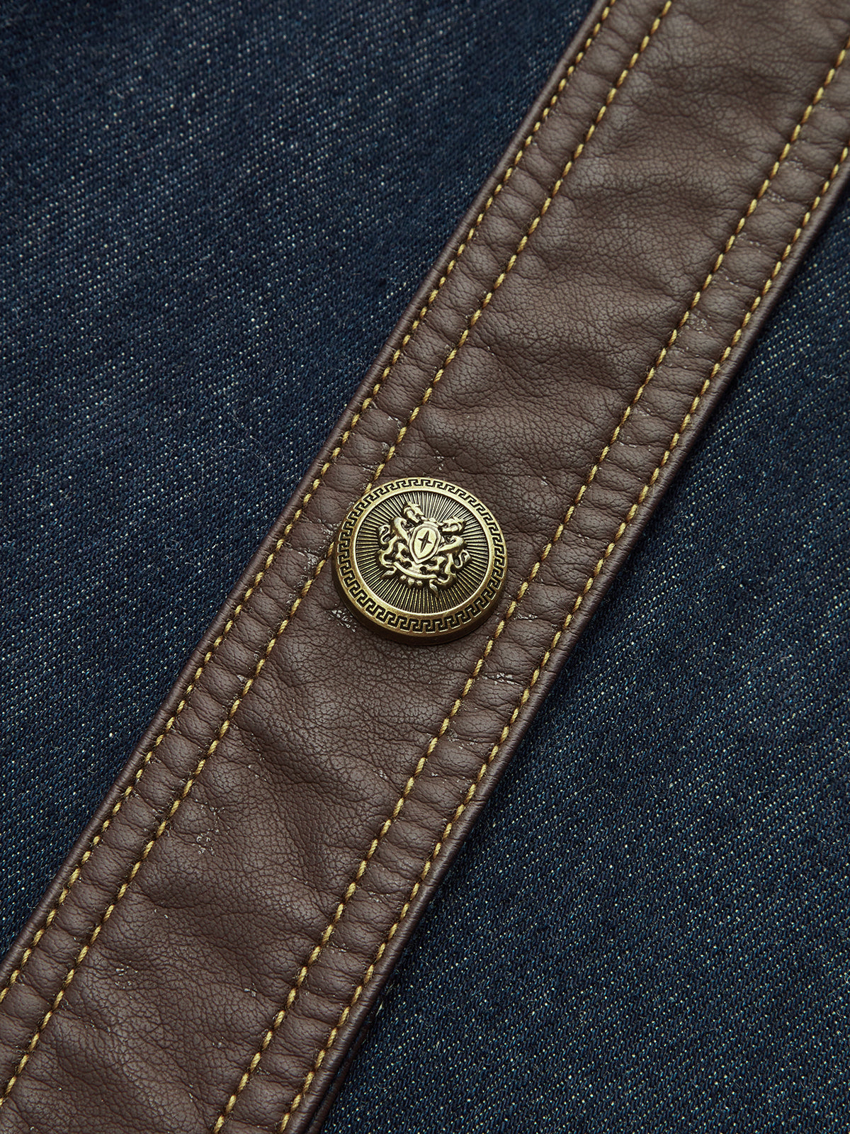 Contrast Trim Denim Sleeveless Mini Dress-Chicvia