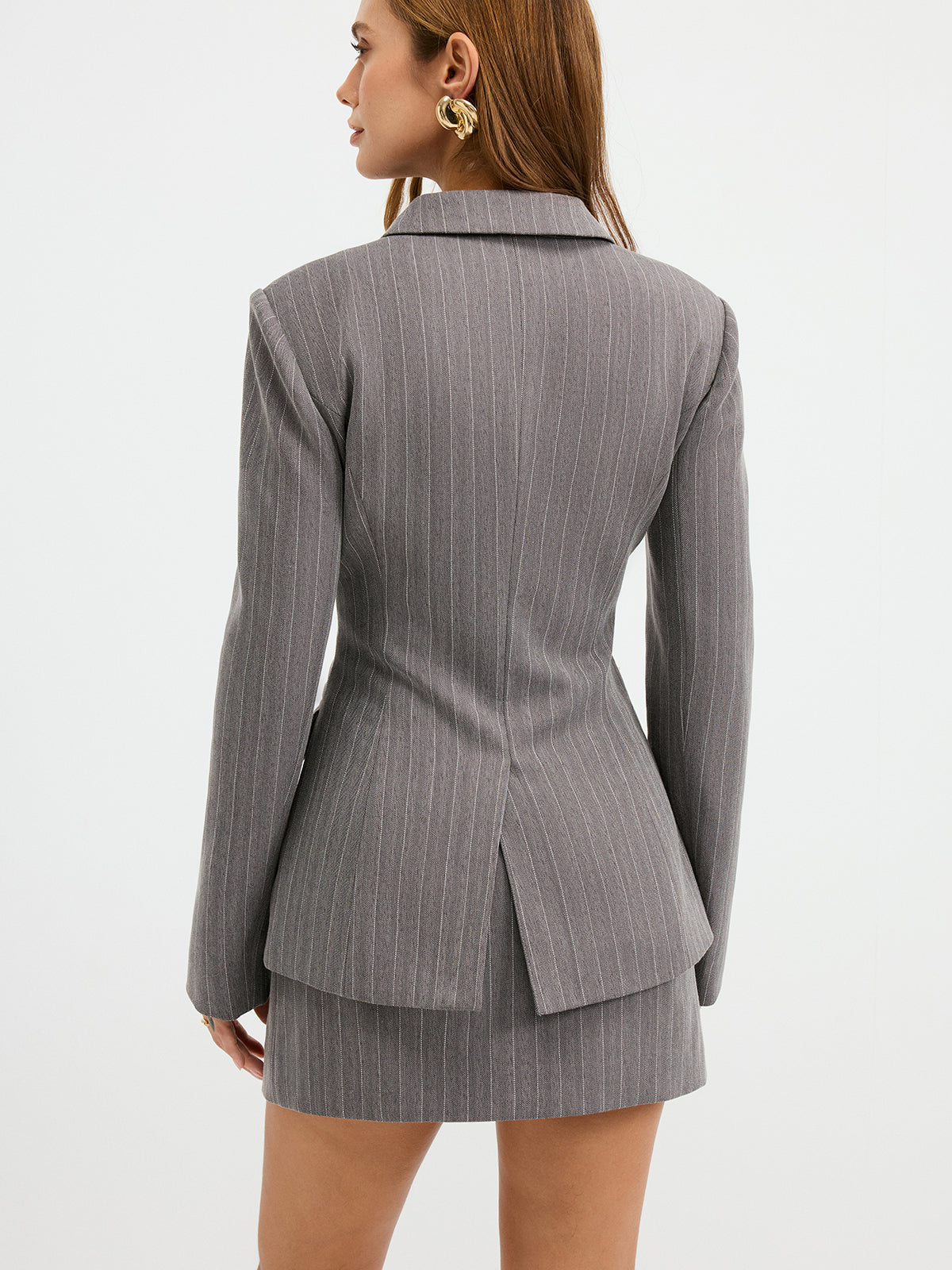 Pinstripe Tailored Blazer-Chicvia