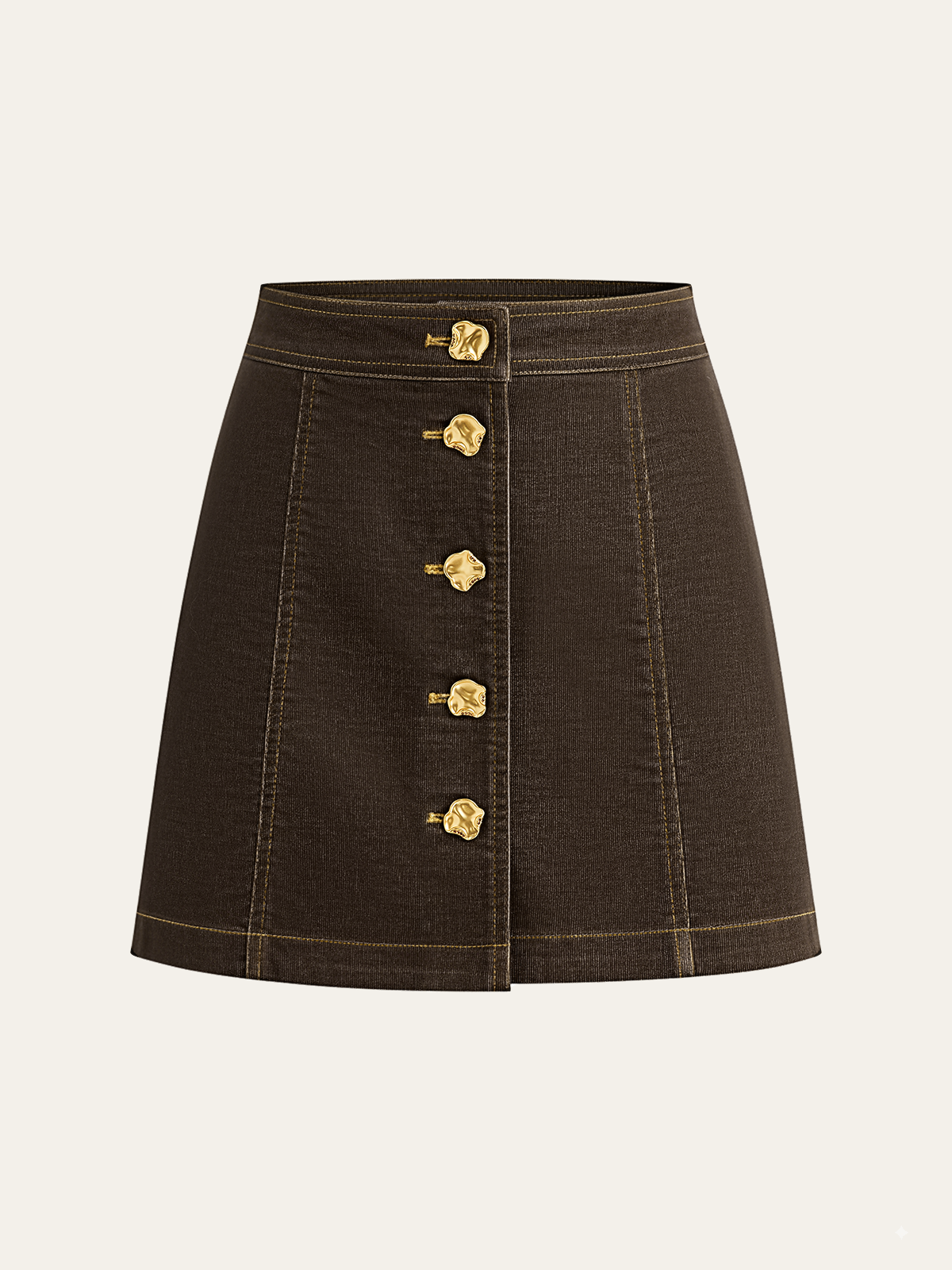 Metal Button-Front Mini Skirt-Chicvia