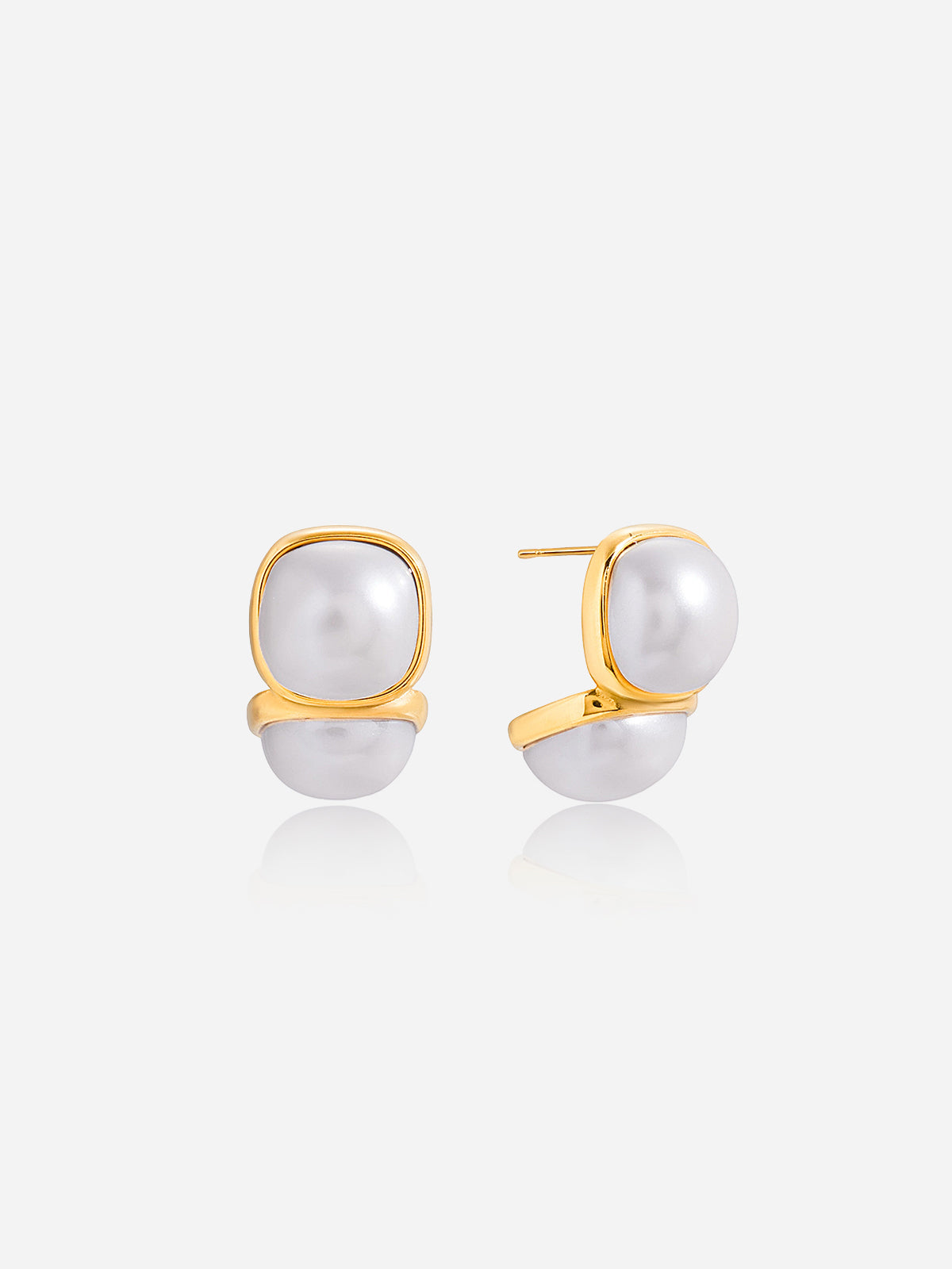 Double Pearl Stud Earrings-Chicvia