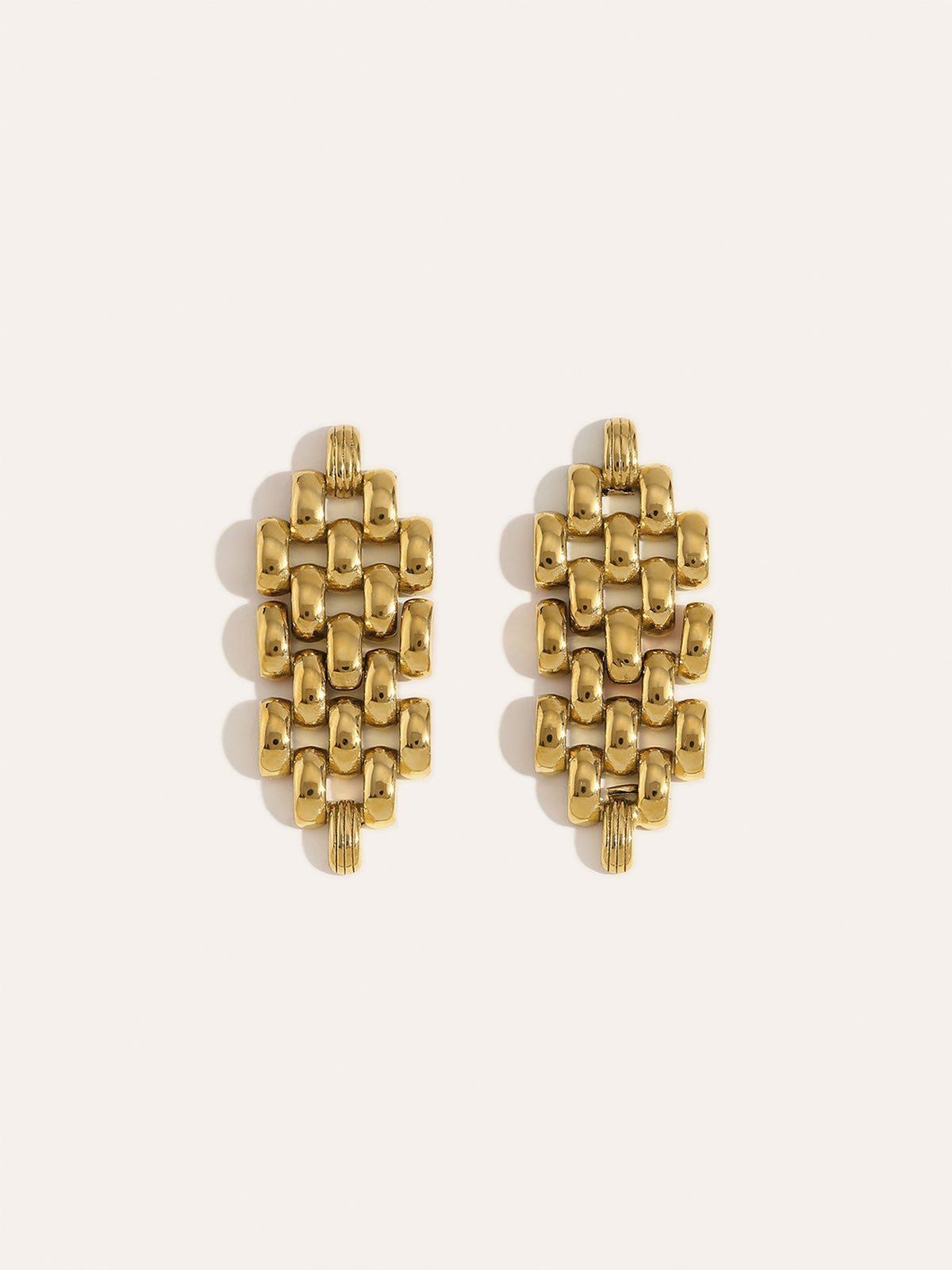 Golden Linked Drop Earrings-Chicvia