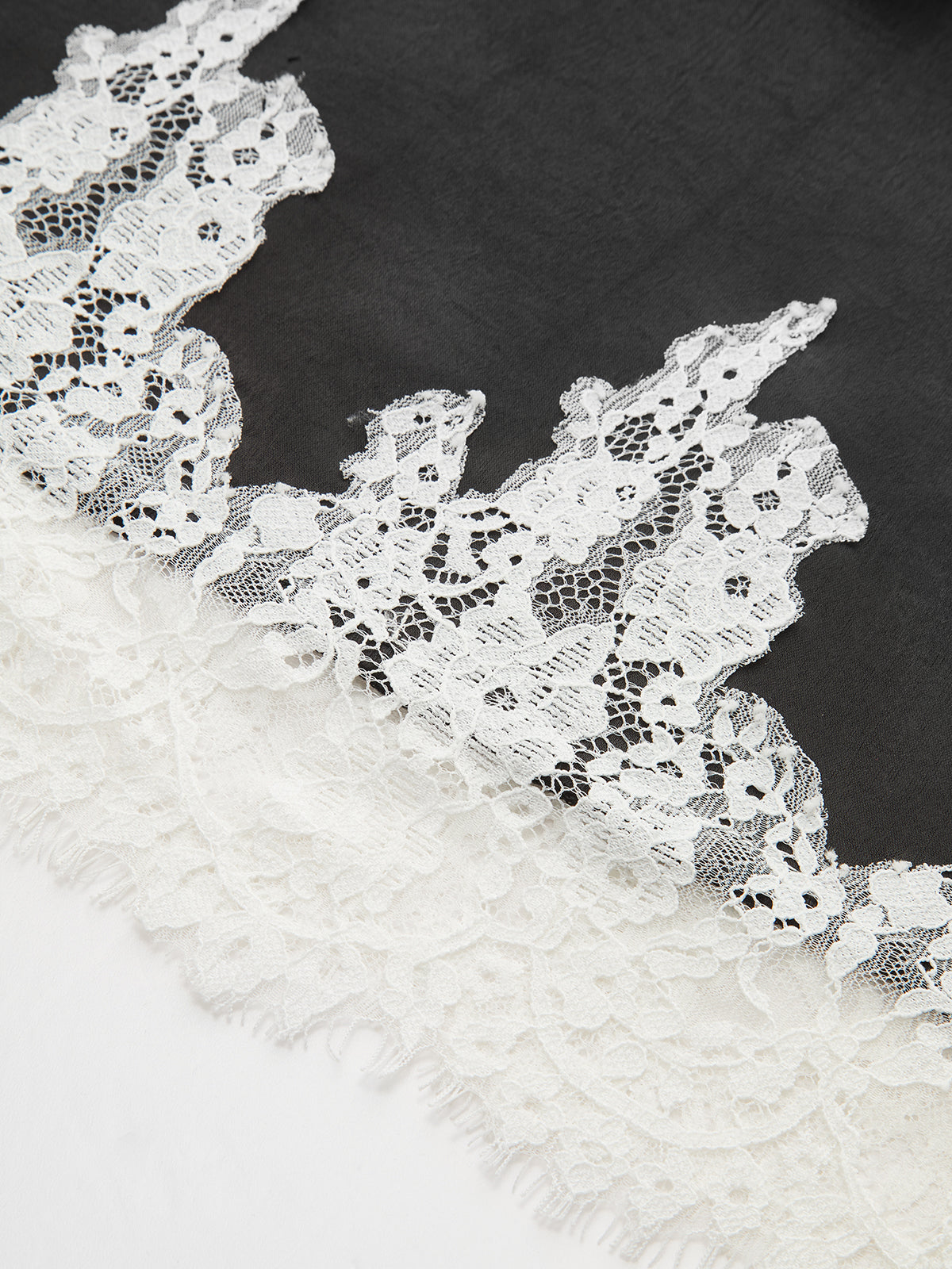 Lace Trim Satin Maxi Skirt-Chicvia