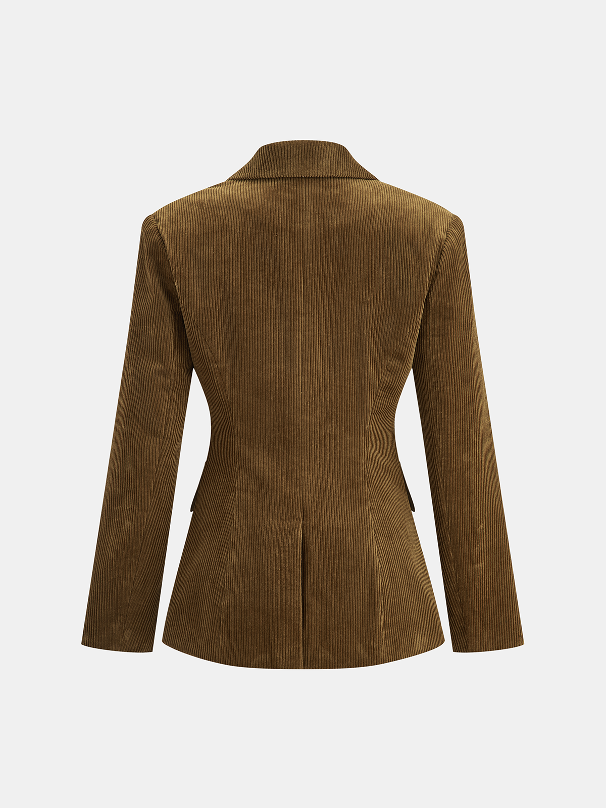 Corduroy Wide-Shoulder Fitted Blazer-Chicvia