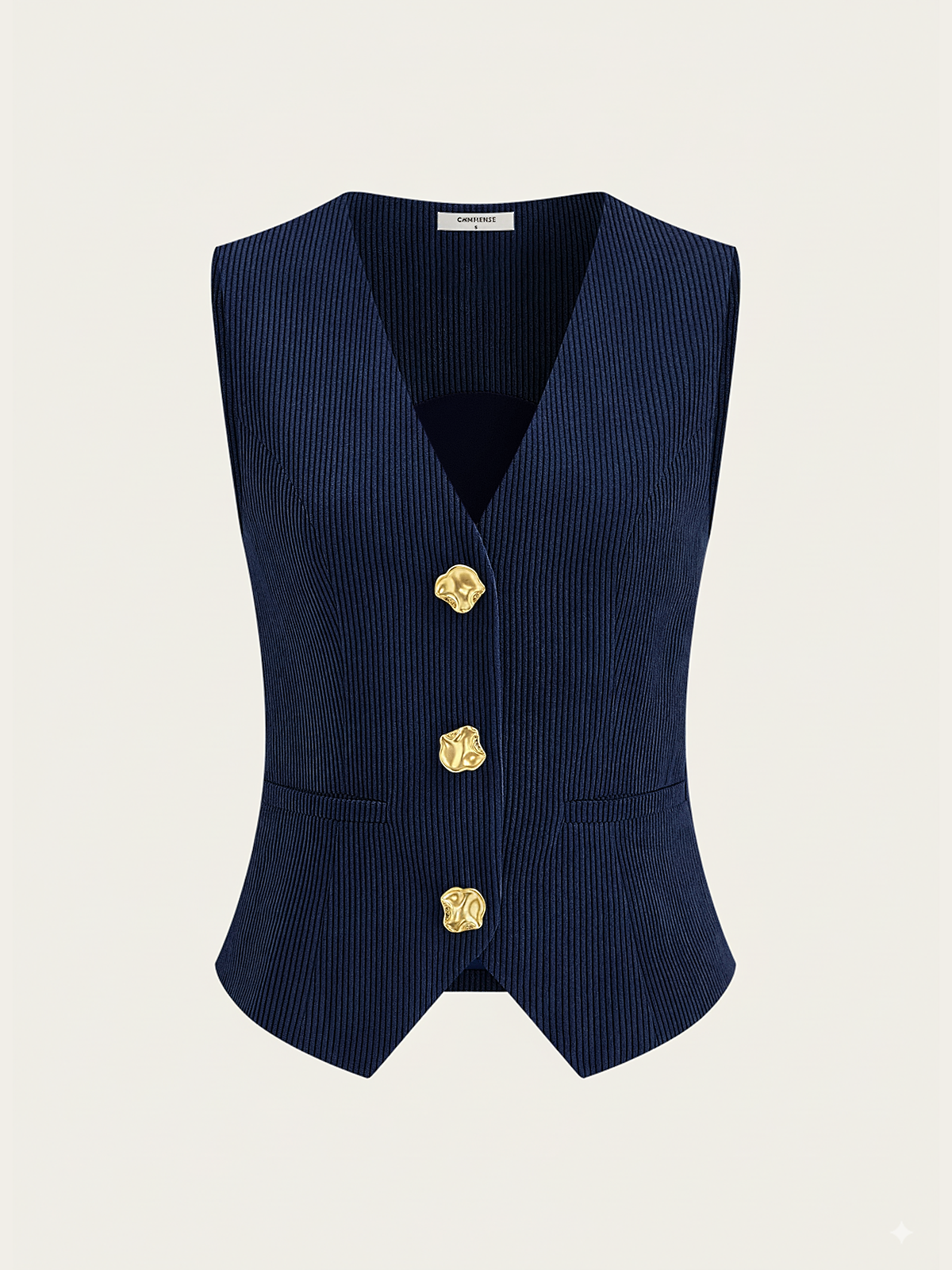 Corduroy V-neck Buttoned Vest-Chicvia
