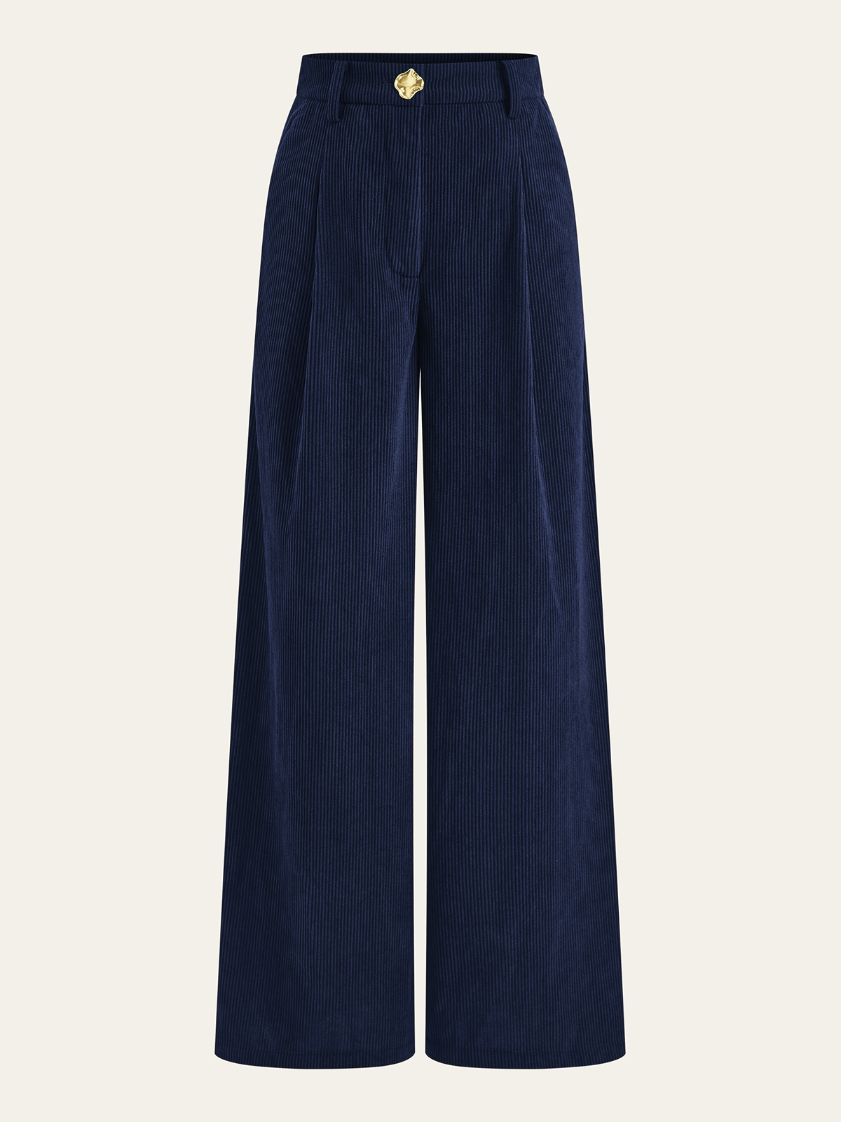 Corduroy Wide-Leg Pleated Pants-Chicvia