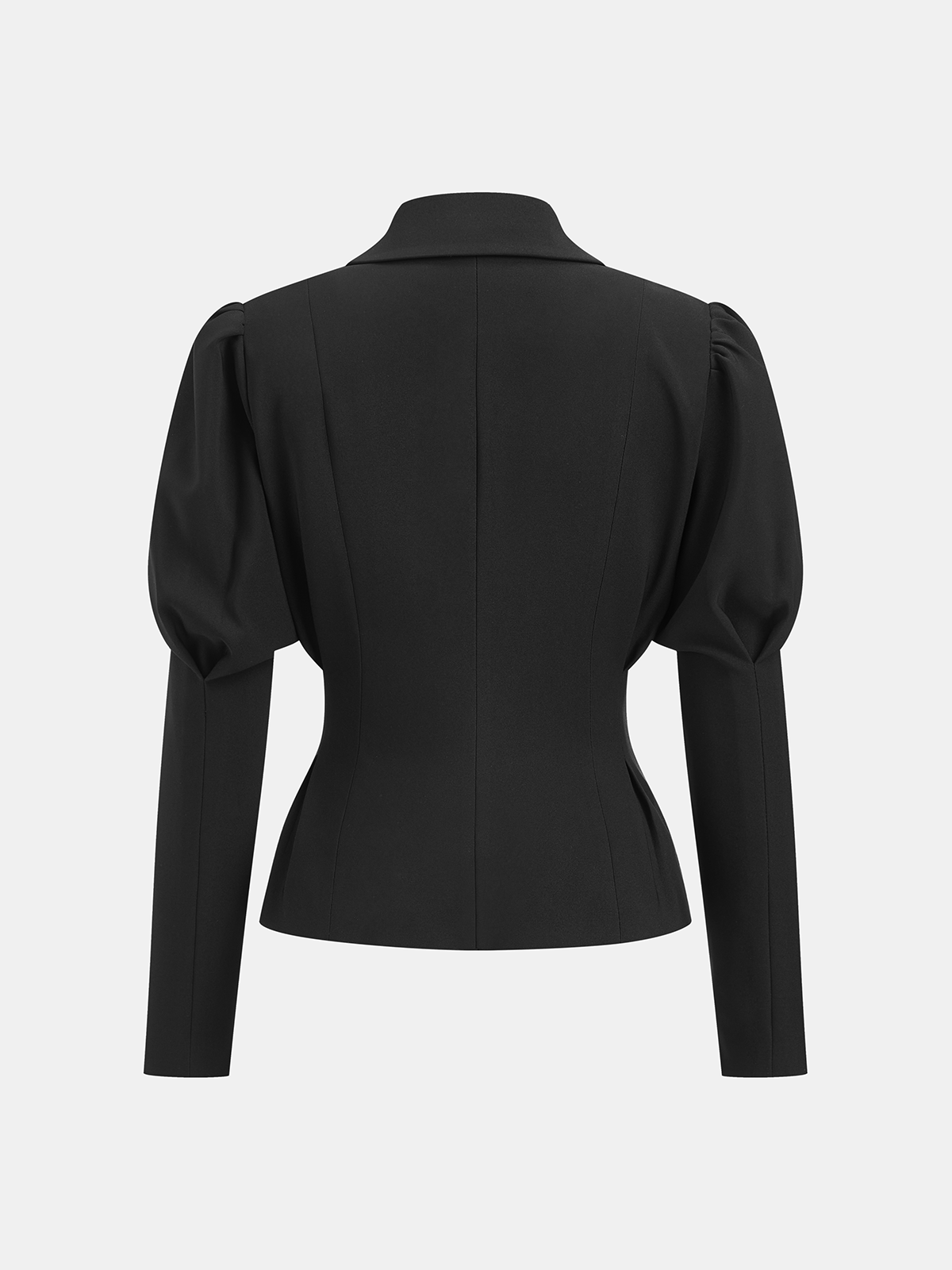 Metal Floral Detail Lantern Sleeve Blazer-Chicvia