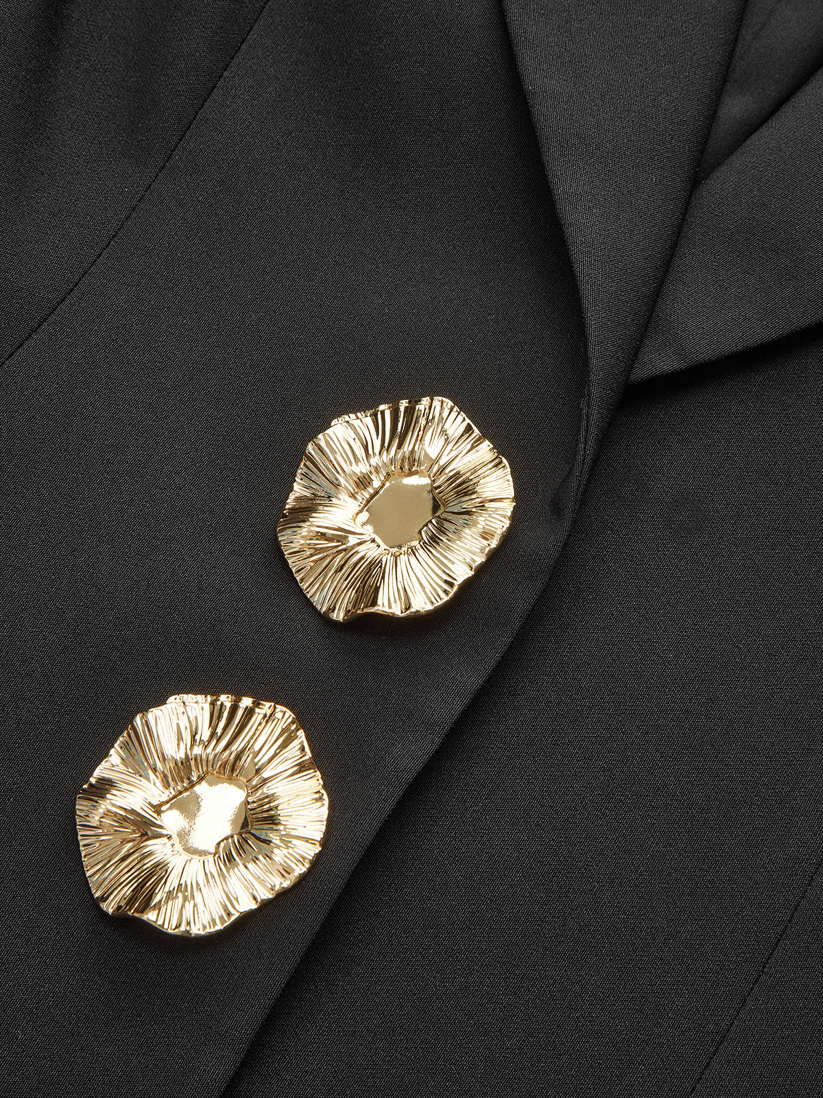 Metal Floral Detail Lantern Sleeve Blazer-Chicvia