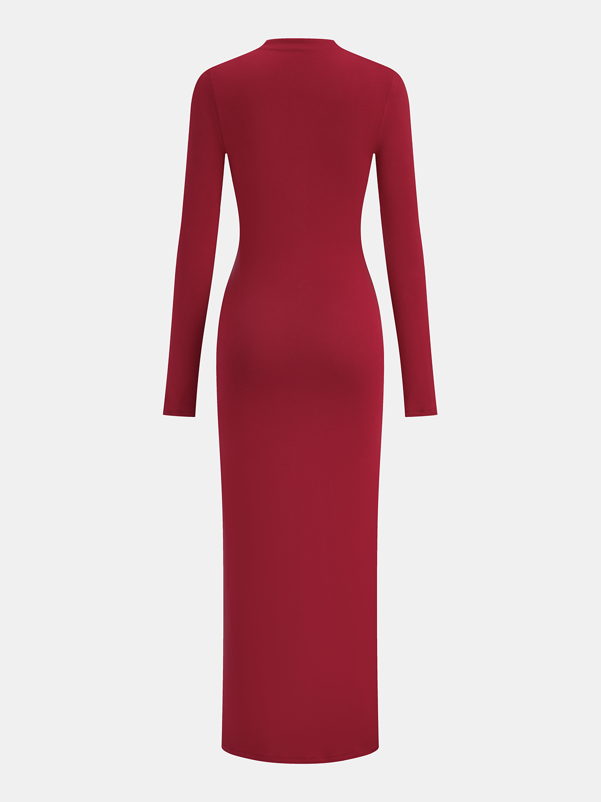 Metal Detail Mock Neck Long Sleeve Maxi Dress-Chicvia