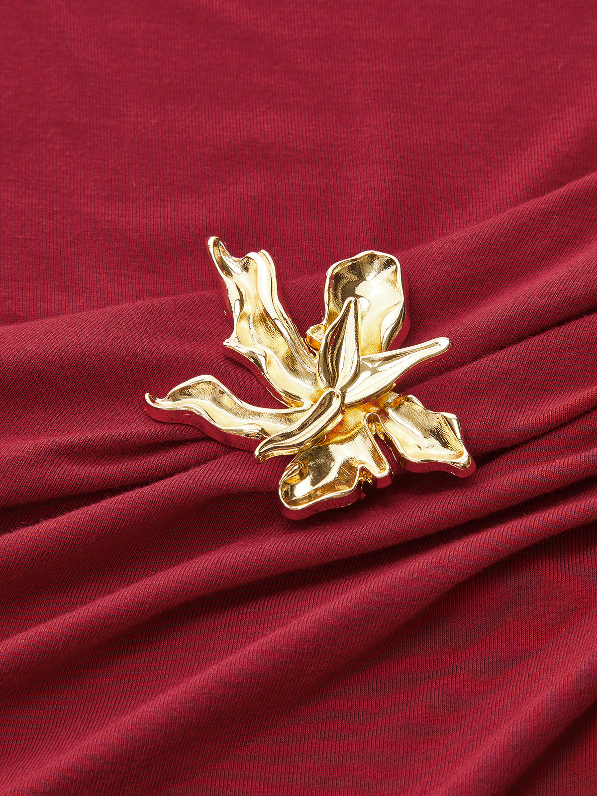 Metal Detail Mock Neck Long Sleeve Maxi Dress-Chicvia