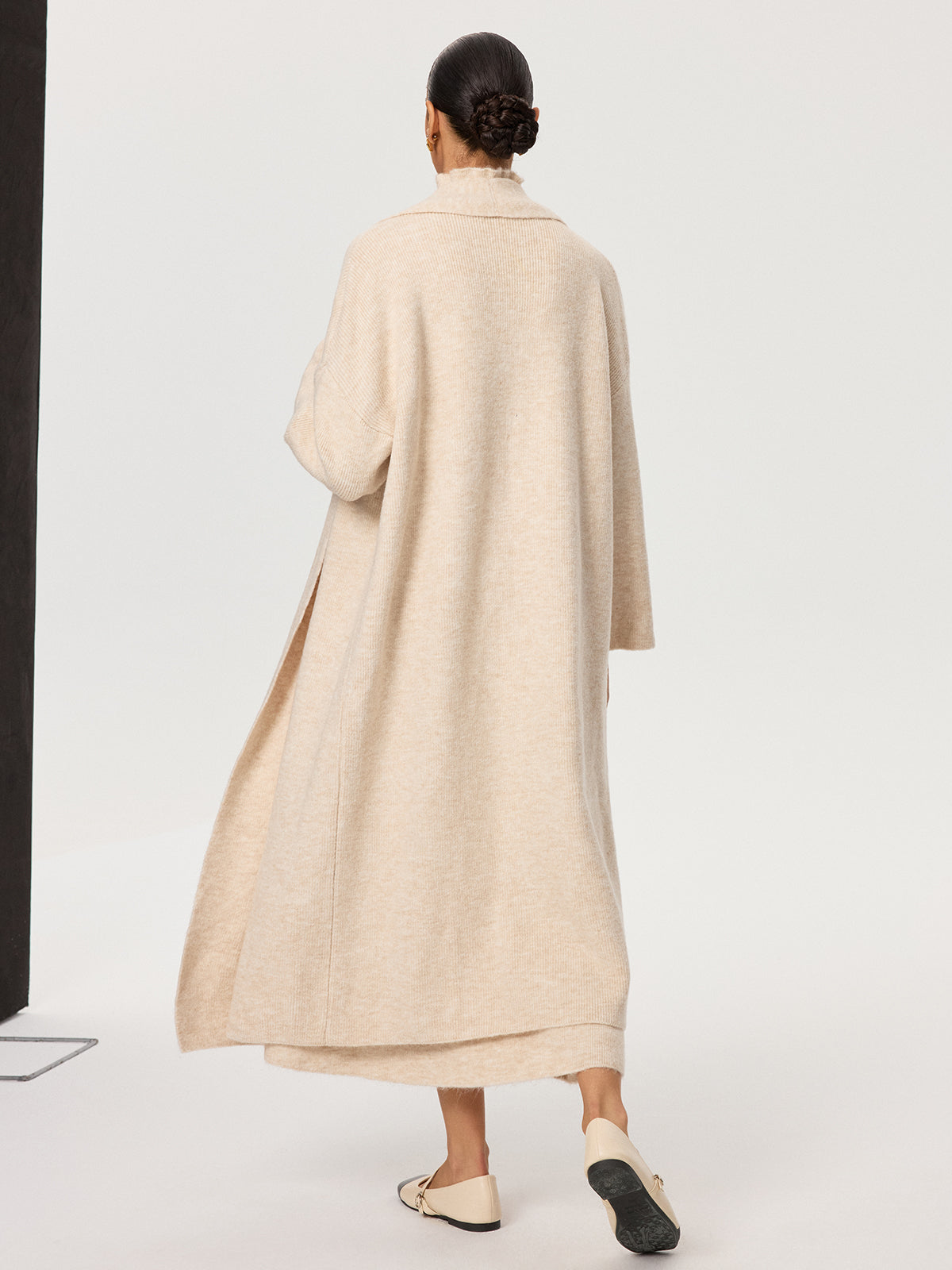 Knit Coat and Turtleneck Sleeveless Dress Two-Piece Set-Chicvia