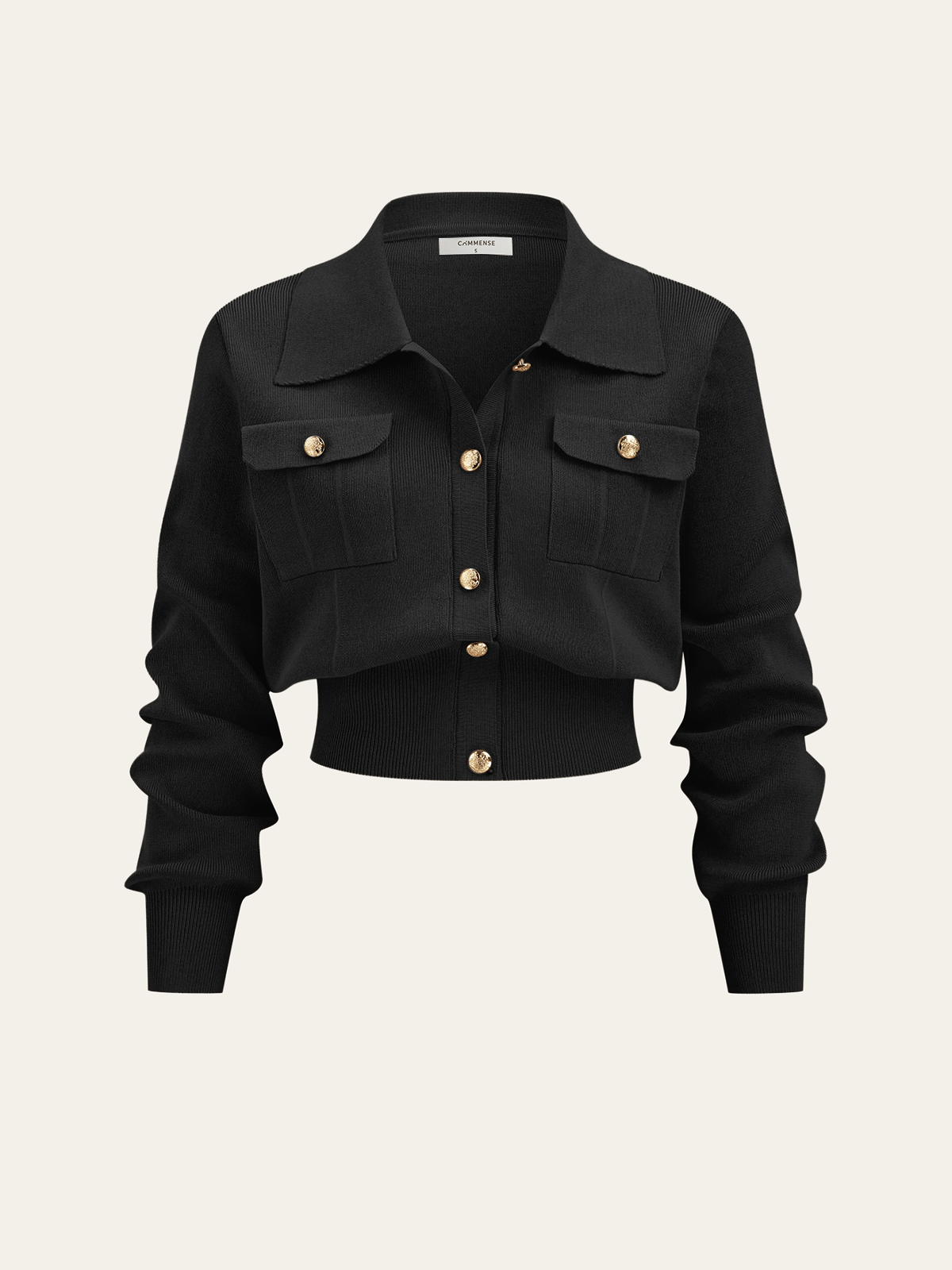 Metal Button Collared Cardigan and Midi Skirt Set-Chicvia