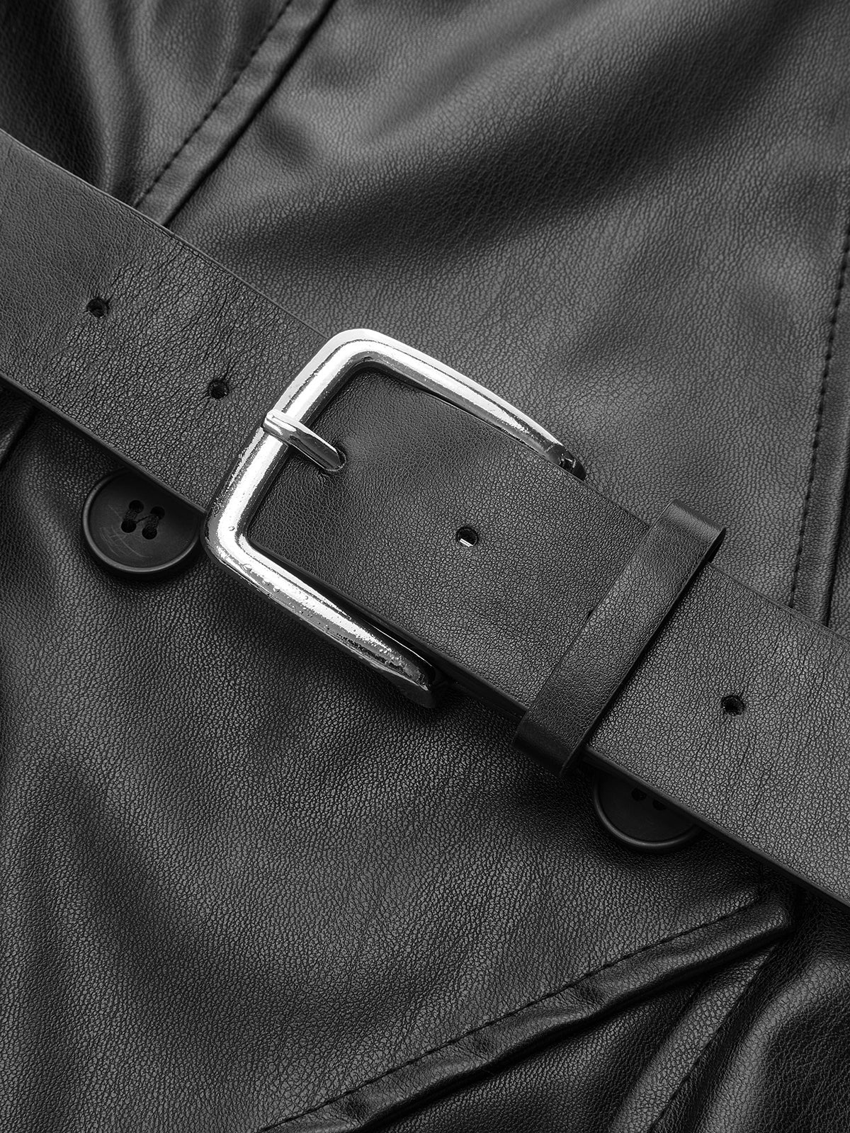 Faux Leather Belted Vest-Chicvia