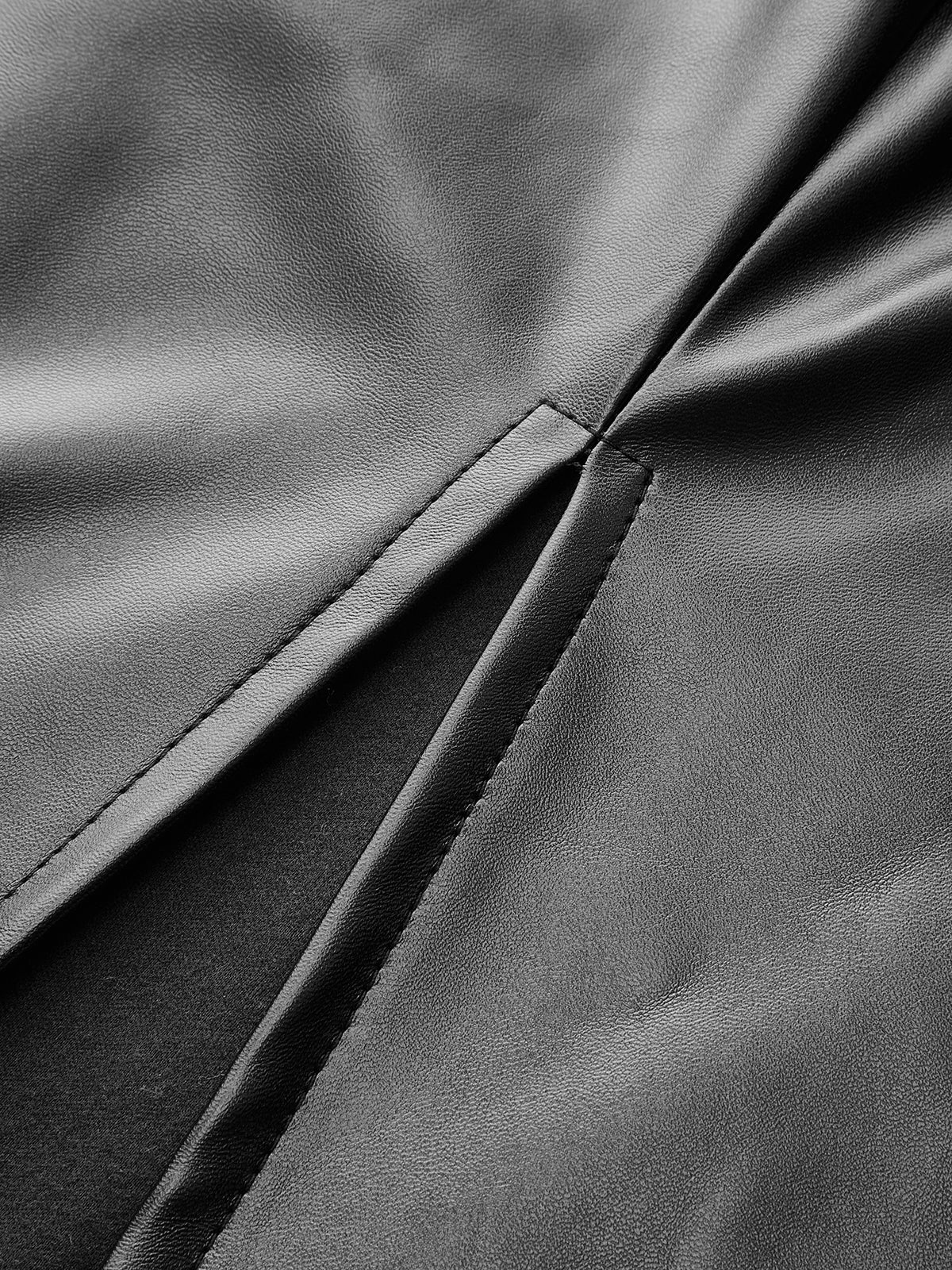 Knot Detail PU Leather Midi Skirt-Chicvia