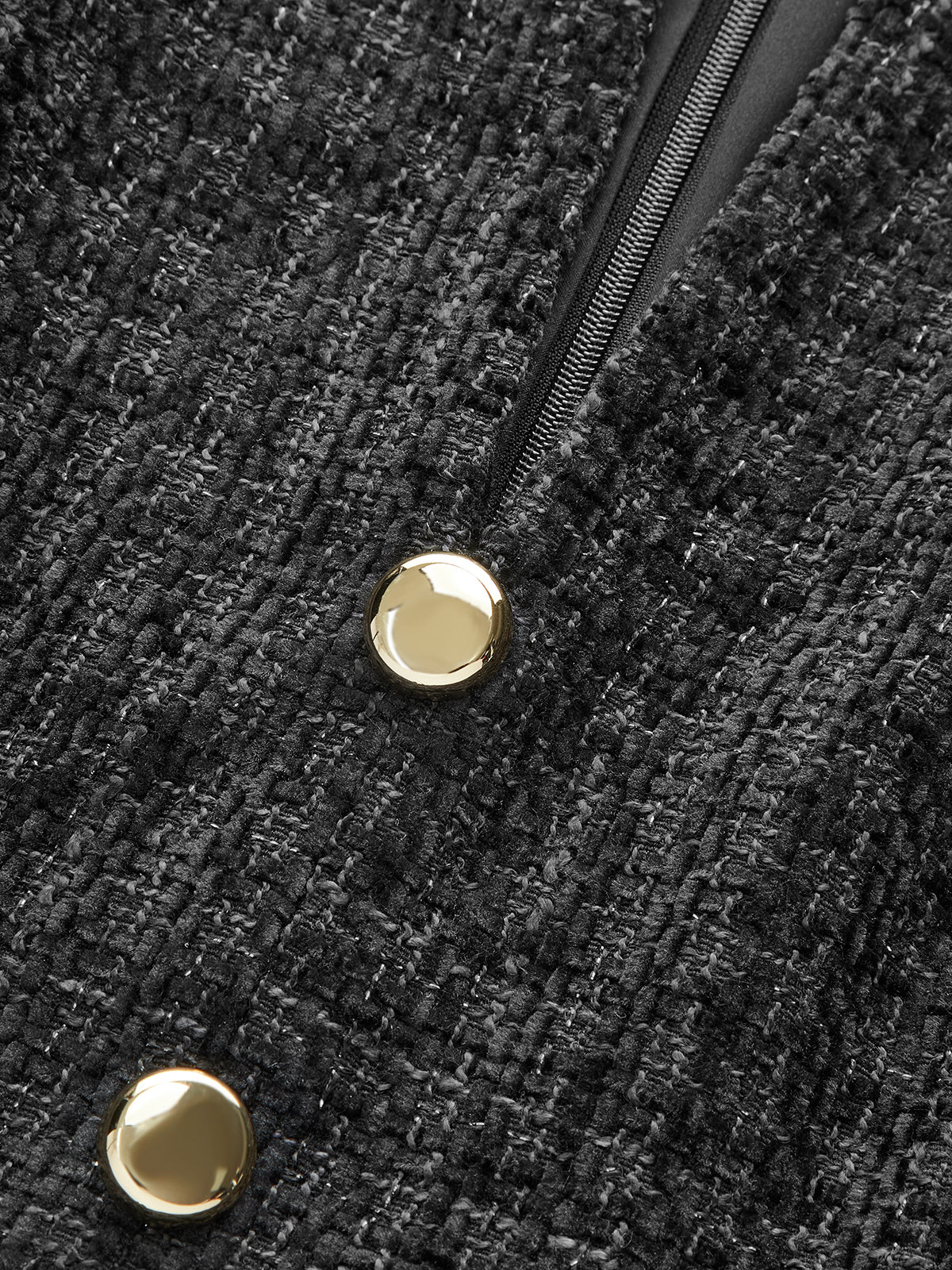 Metal Button Tweed Sleeveless Mini Dress-Chicvia