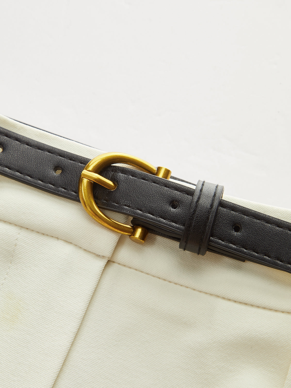 Belted Pleated Straight-Leg Pants-Chicvia