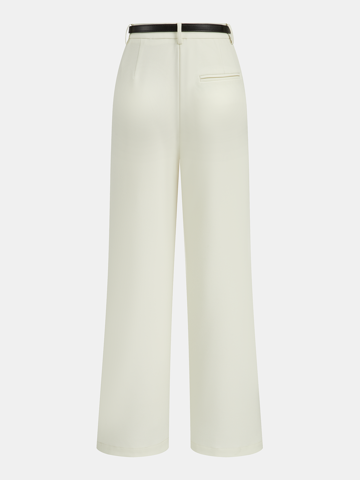 Belted Pleated Straight-Leg Pants-Chicvia
