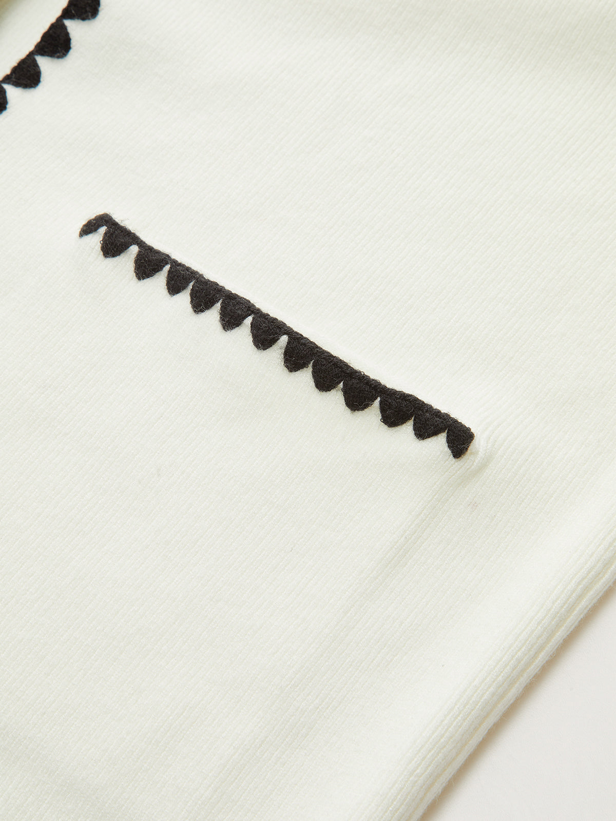 Contrast Scalloped Trim Knit Cardigan-Chicvia