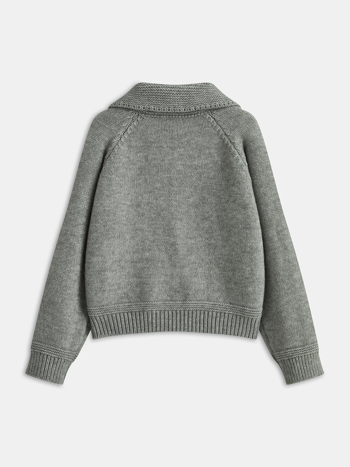 Lapel Zip-Up Knit Cardigan-Chicvia