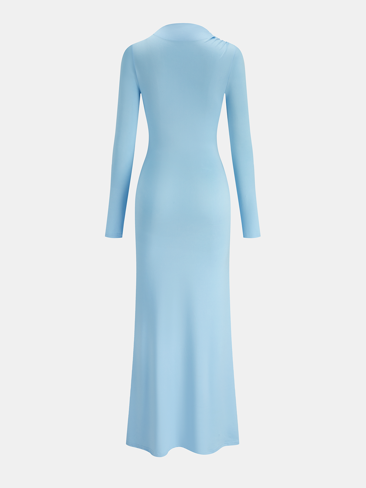 Metal Ring Draped Long Sleeve Maxi Dress-Chicvia