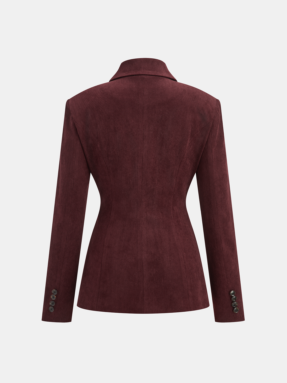 Collared Asymmetric Corduroy Blazer-Chicvia