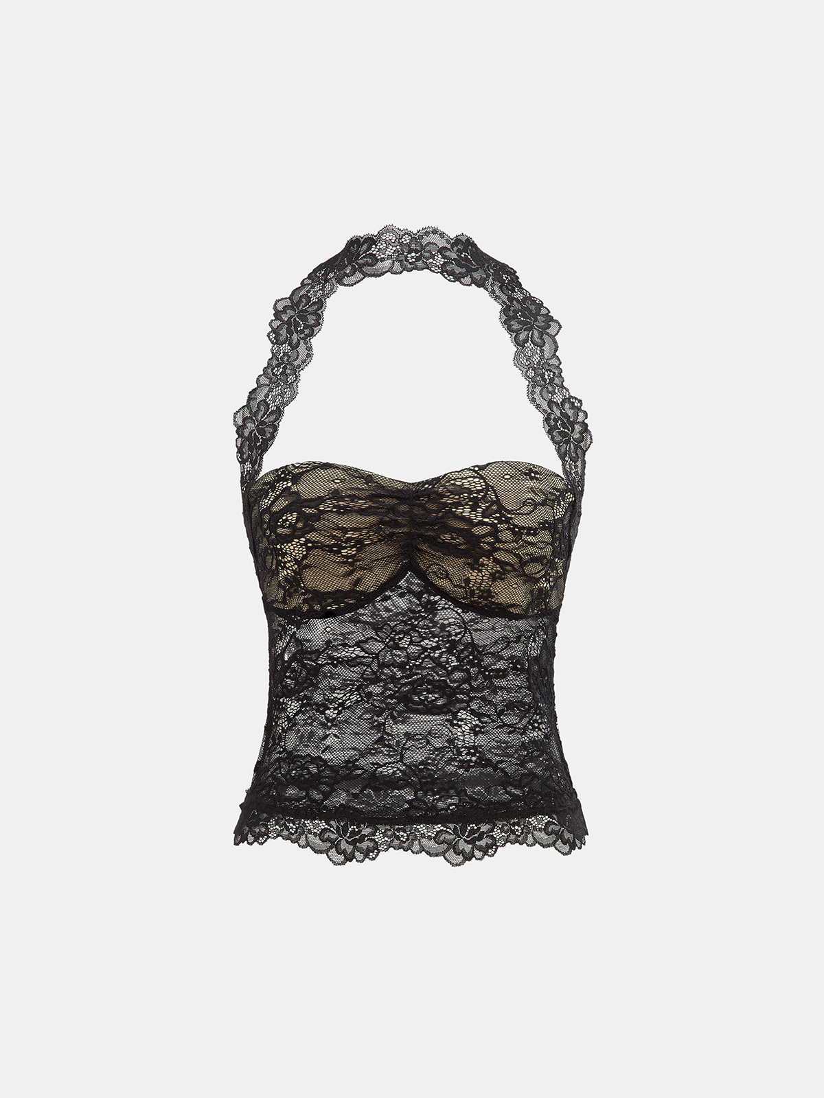 Lace Halter Neck Top-Chicvia