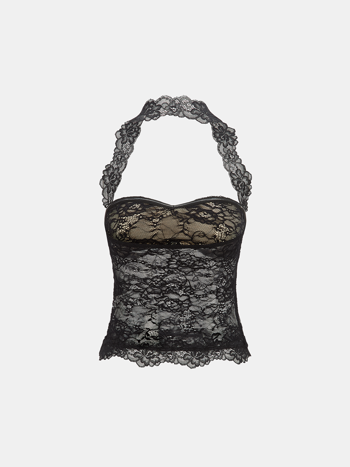 Lace Halter Neck Top-Chicvia
