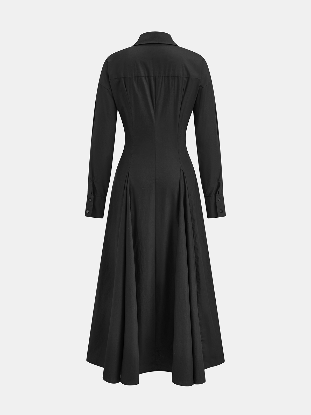 Pleated Button Front Shirt Dress-Chicvia