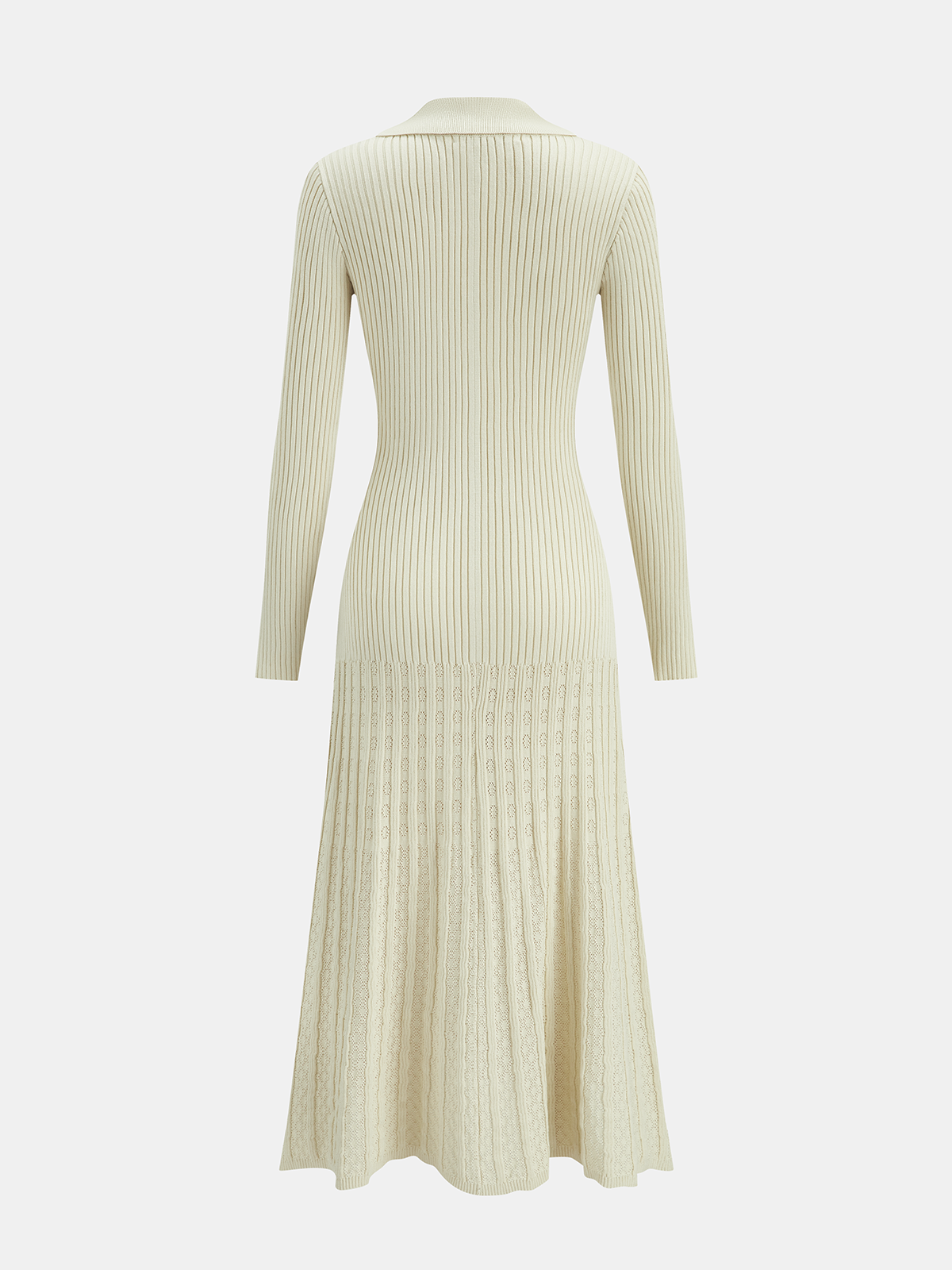 Metal Button Ribbed Knit Shirt Dress-Chicvia