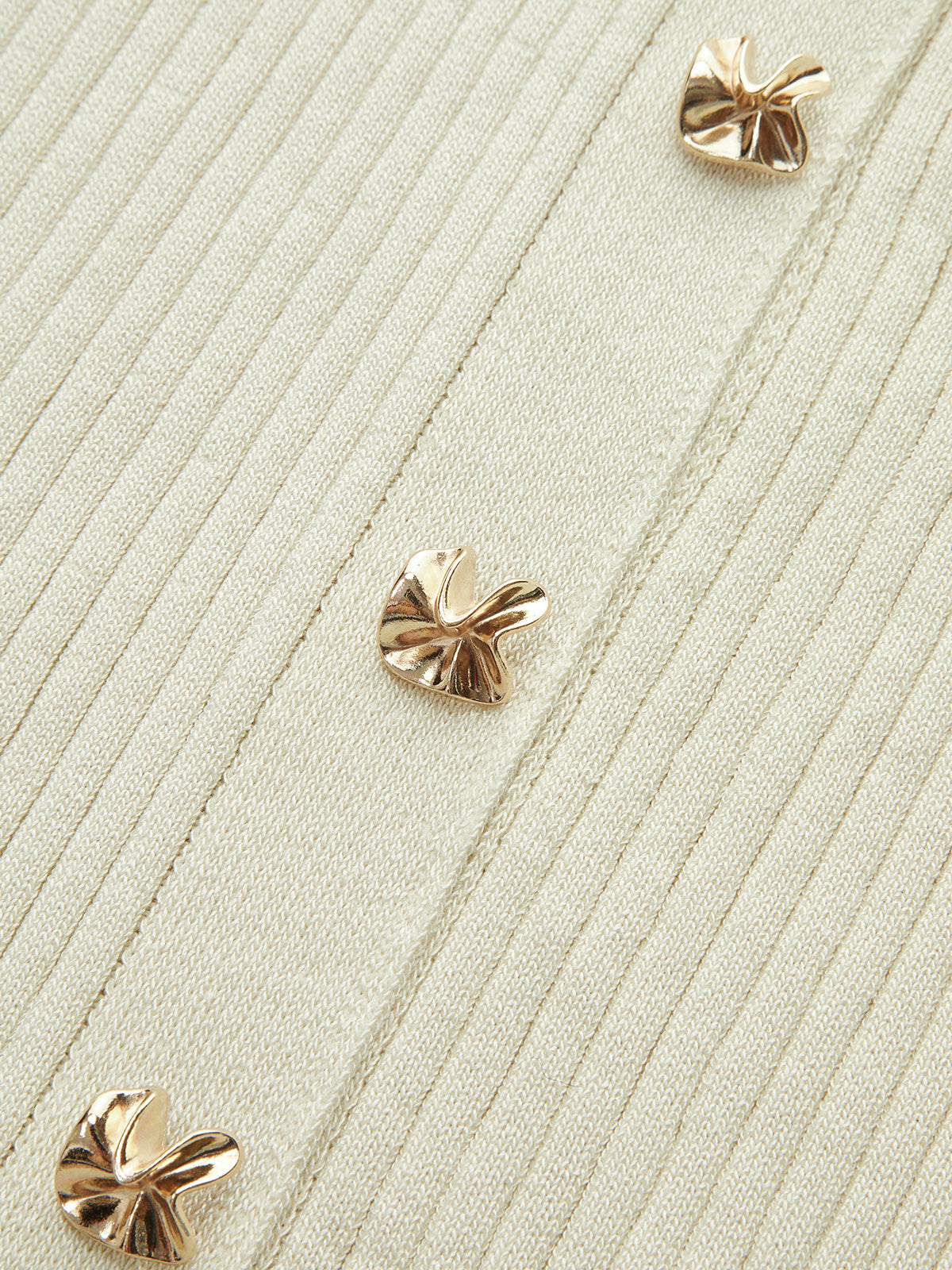 Metal Button Ribbed Knit Shirt Dress-Chicvia