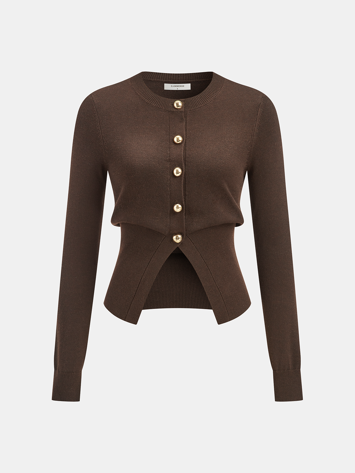 Metal Button Knit Cardigan-Chicvia