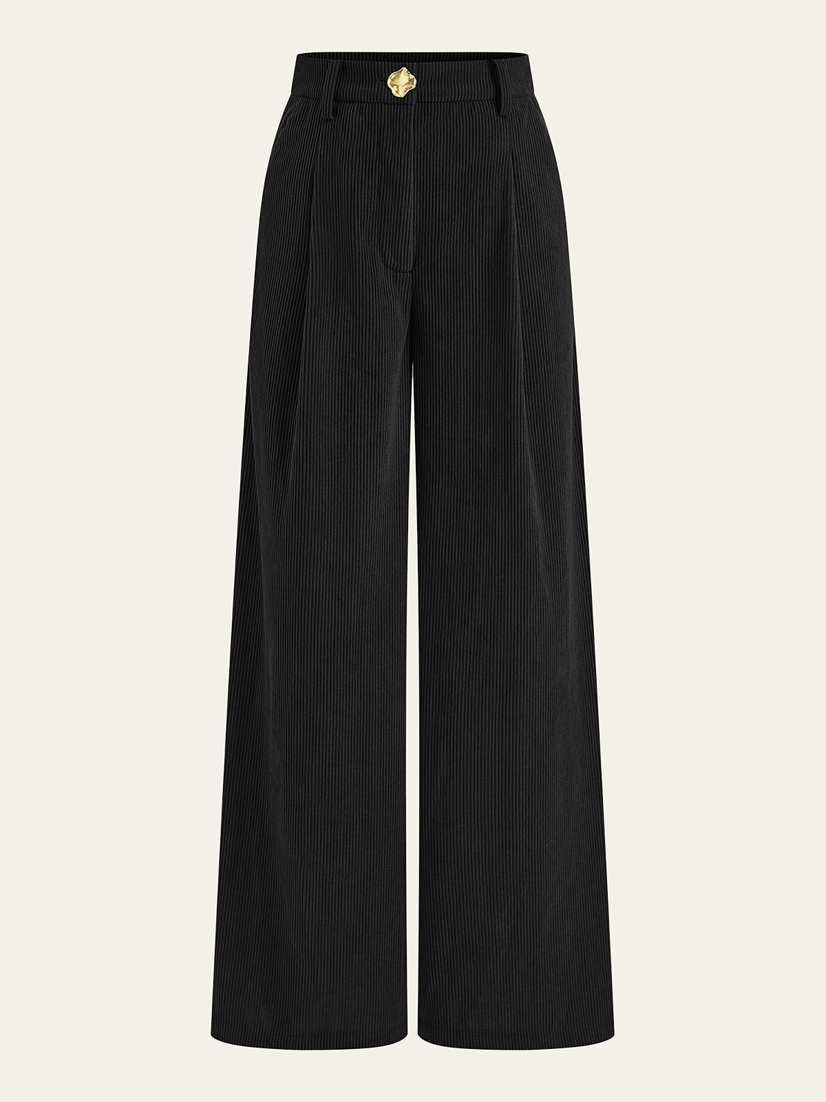 Corduroy Wide-Leg Pleated Pants-Chicvia