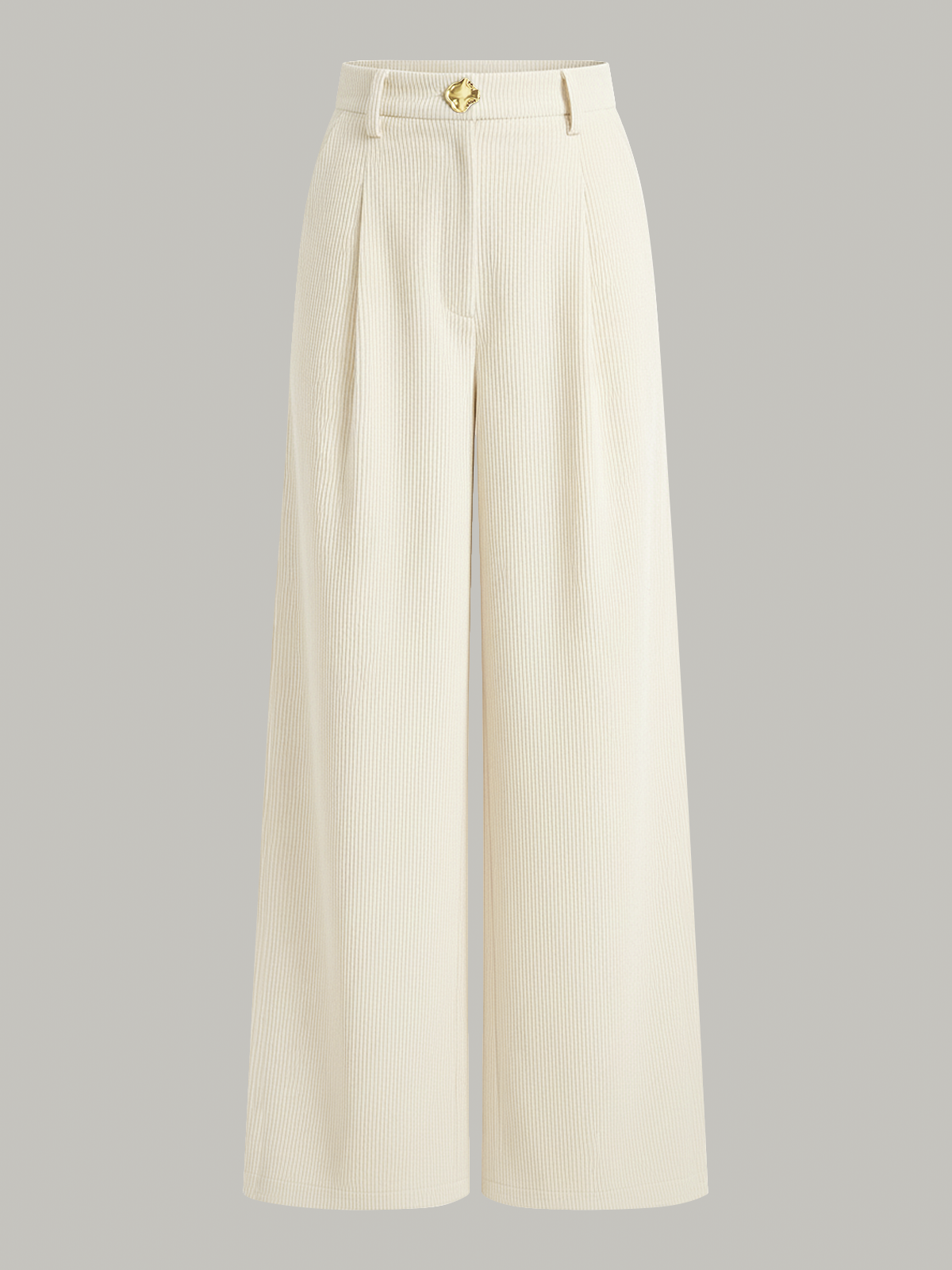 Corduroy Wide-Leg Pleated Pants-Chicvia