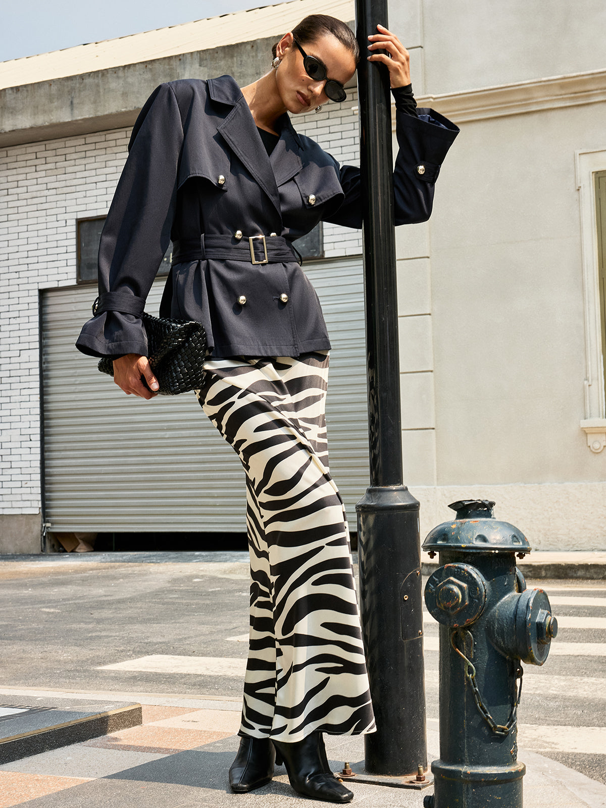 Double-Breasted Belted Trench Coat-Chicvia