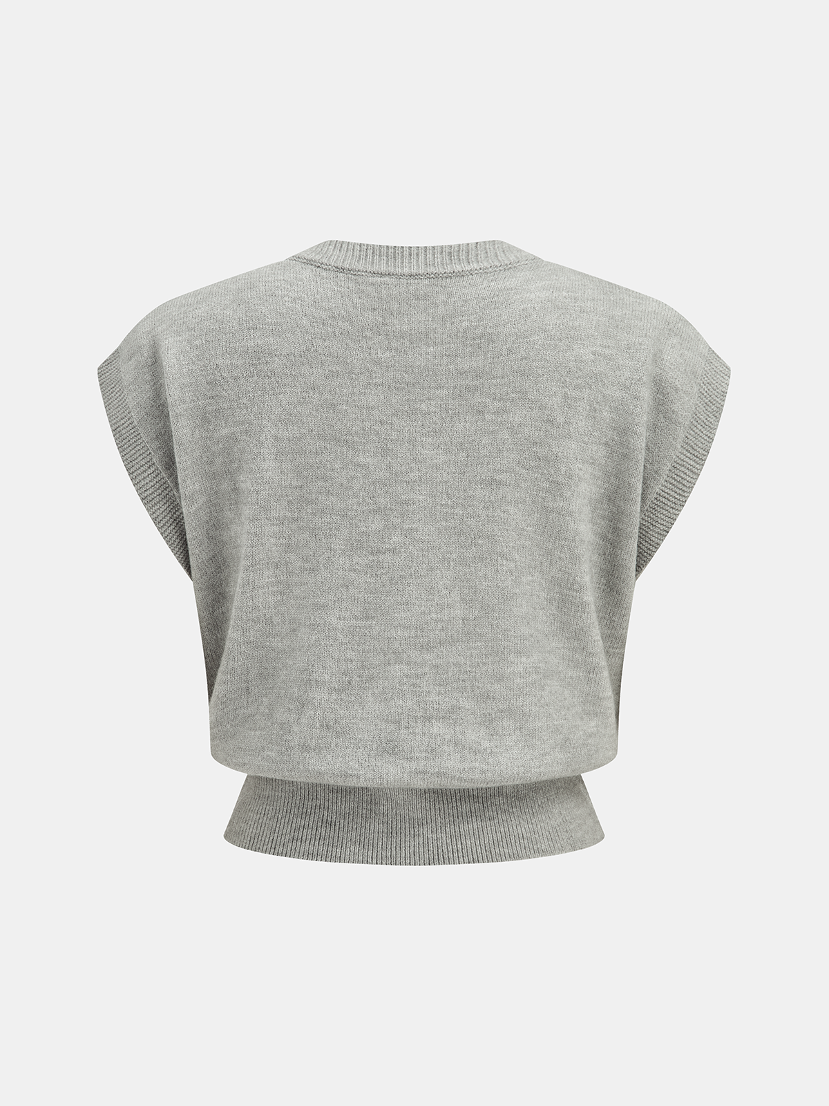 Floral Applique Cap Sleeve Knit Vest-Chicvia