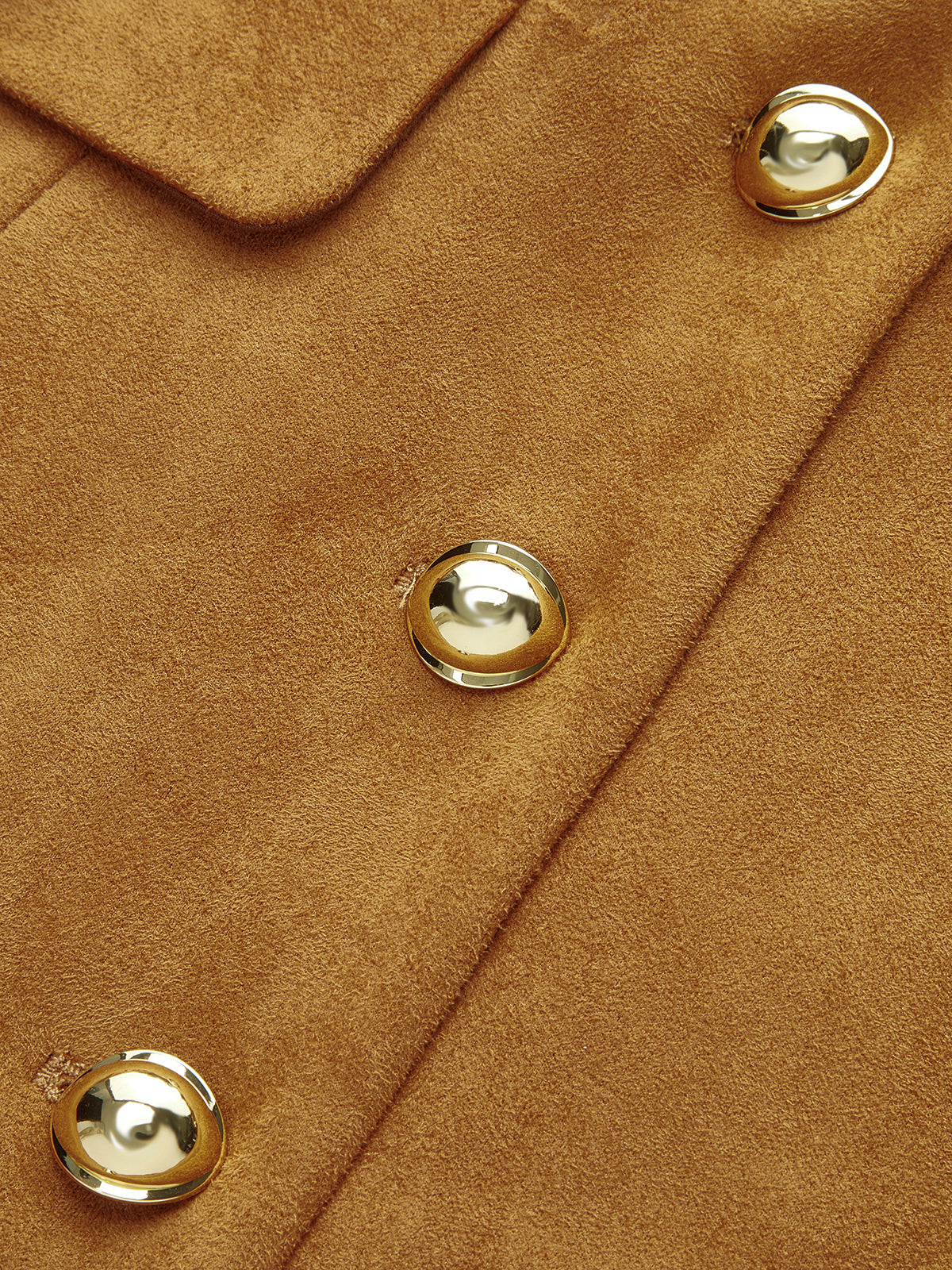 Metal Button Suede Effect Keyhole-Neck Mini Dress-Chicvia