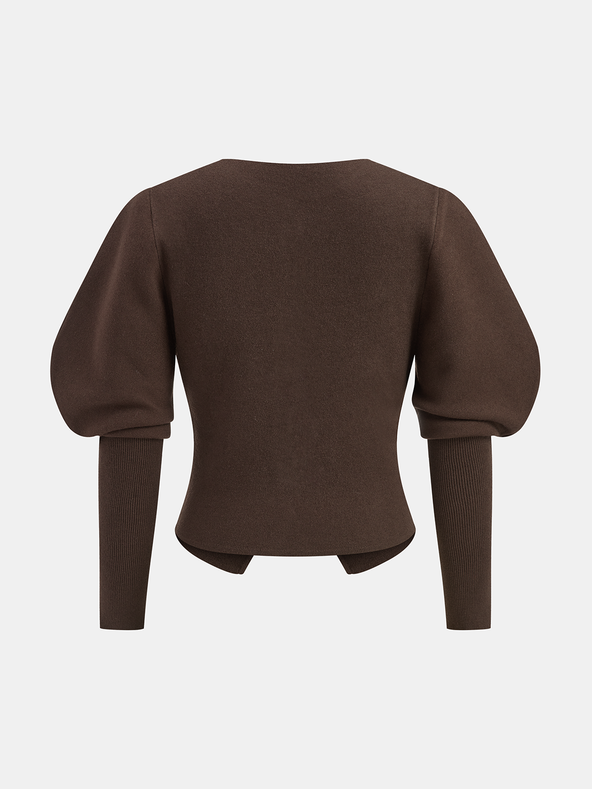 Leg-Of-Mutton Sleeve Heart-Button Wool Blend Cardigan-Chicvia