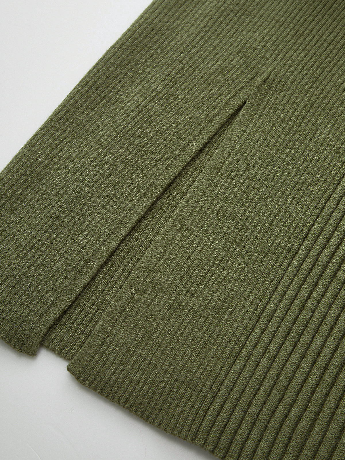 Cut-Out Twist Neckline Slit Knit Midi Dress-Chicvia